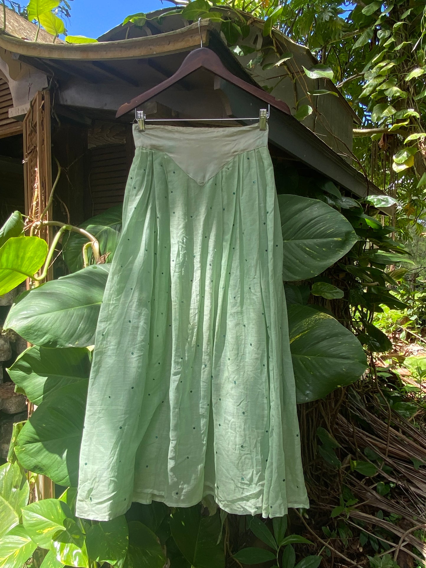 1940s Seafoam semi sheer Cotton and Rayon skirt