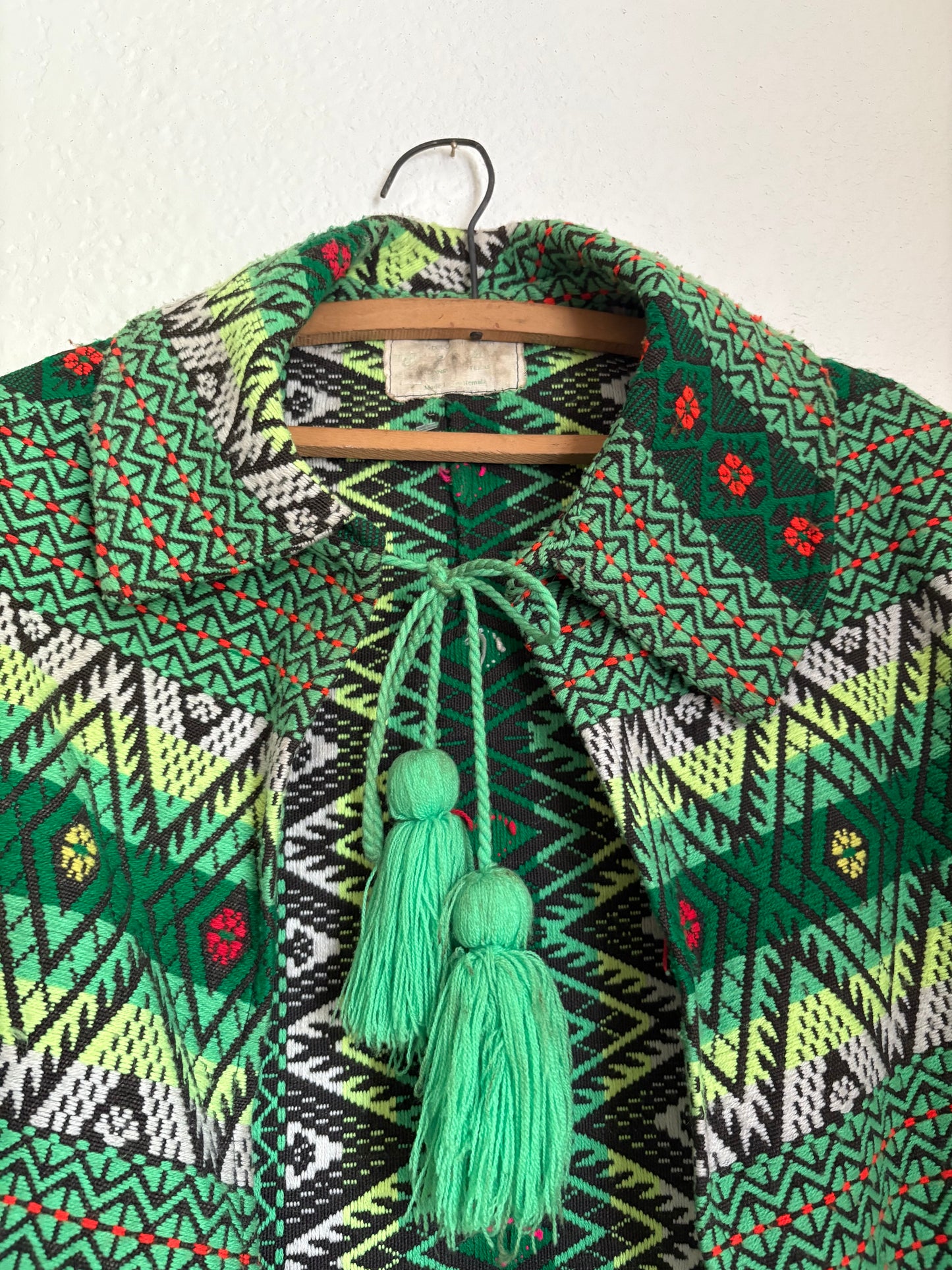 1960s or 1970s Woven Fringe Tapestry Cape Poncho