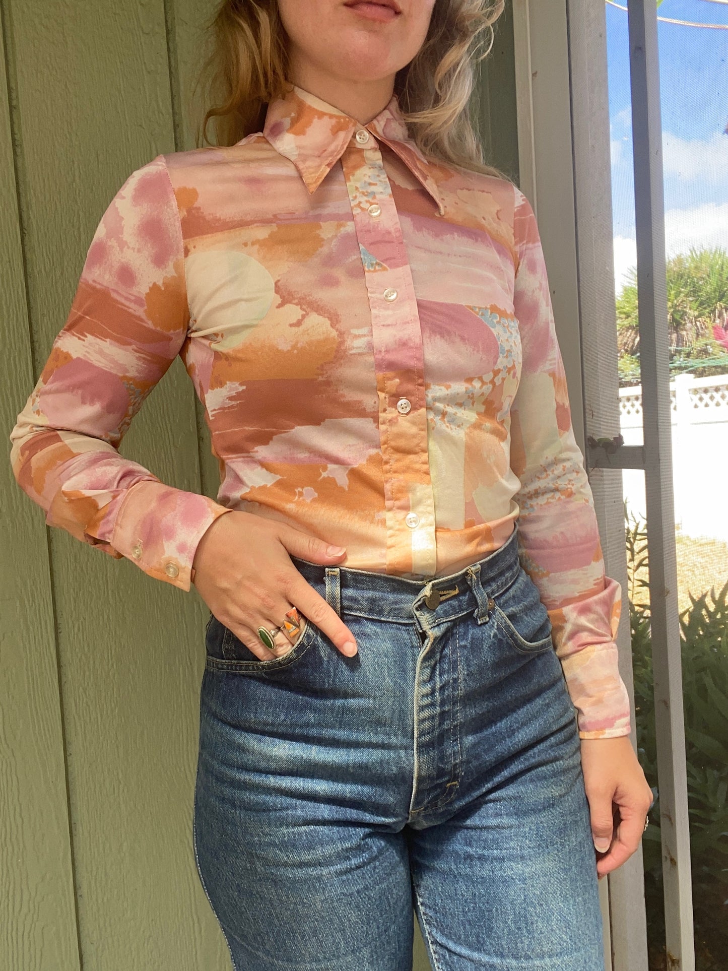 1970s Abstract Scenery Blouse