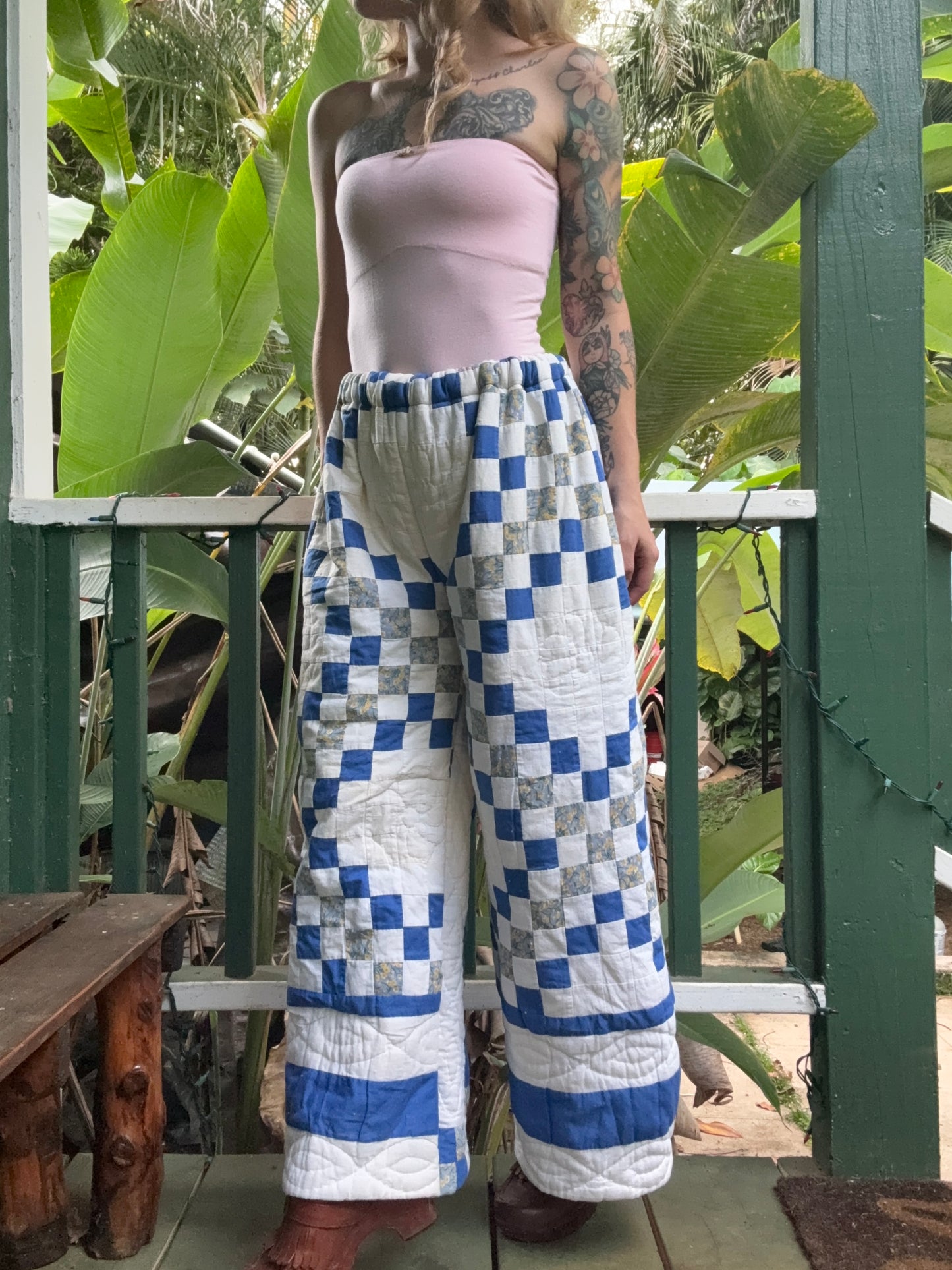 Vintage Upcycled Patchwork Quilt Wide Leg Pants