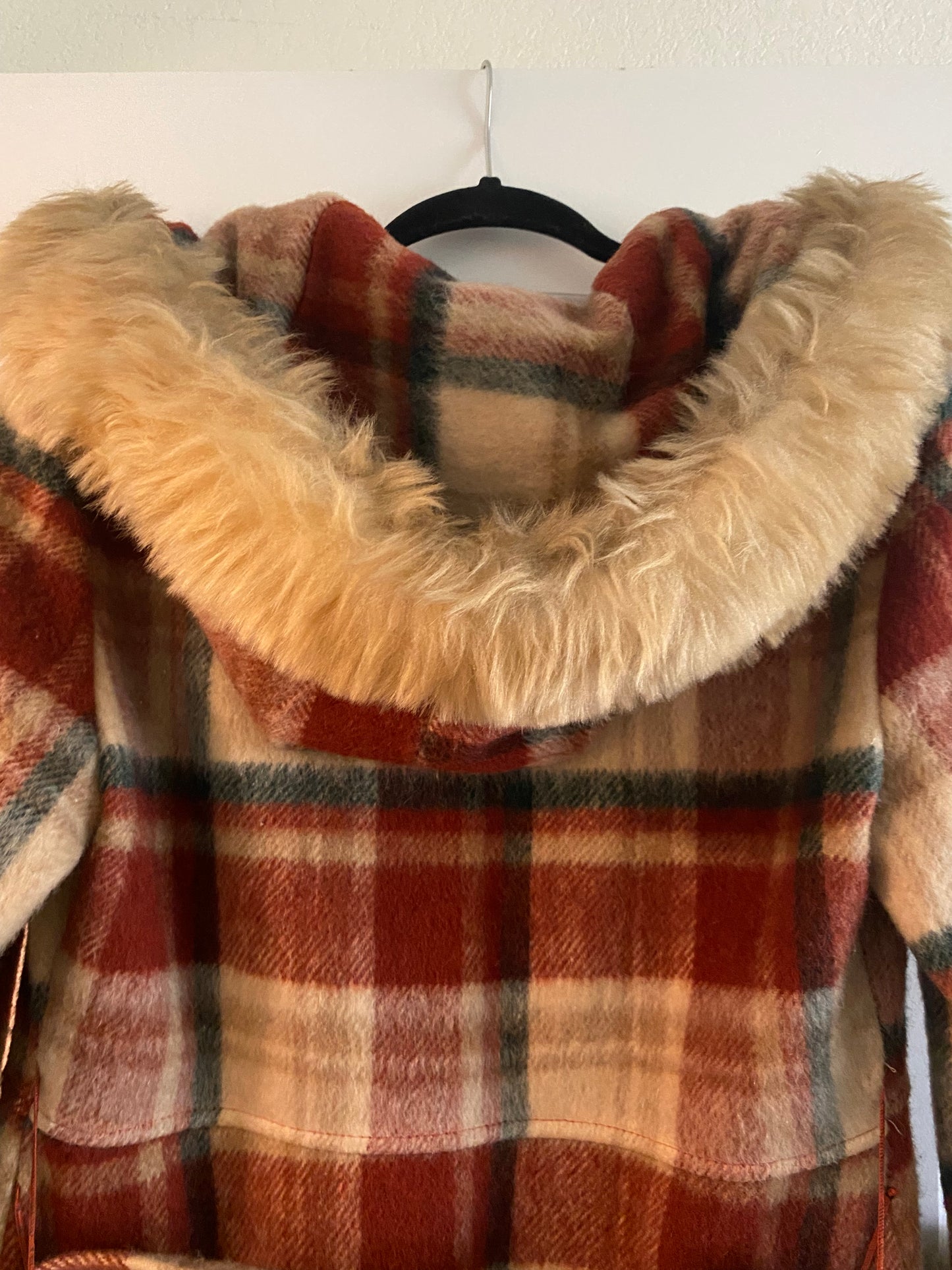 1970s Wool Hooded Plaid Princess Coat