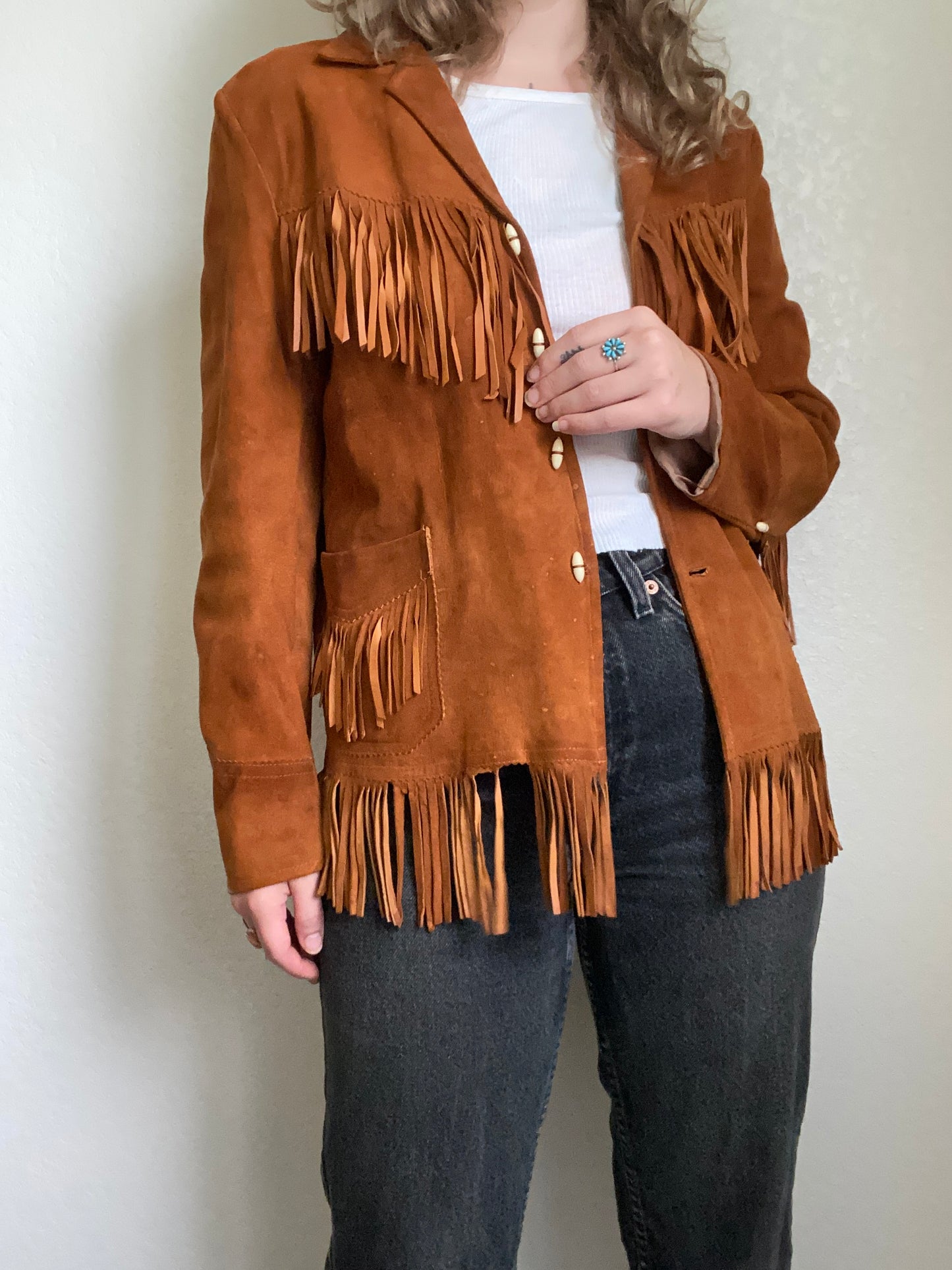 1960s 1970s Sylvia Leather Fringe Jacket