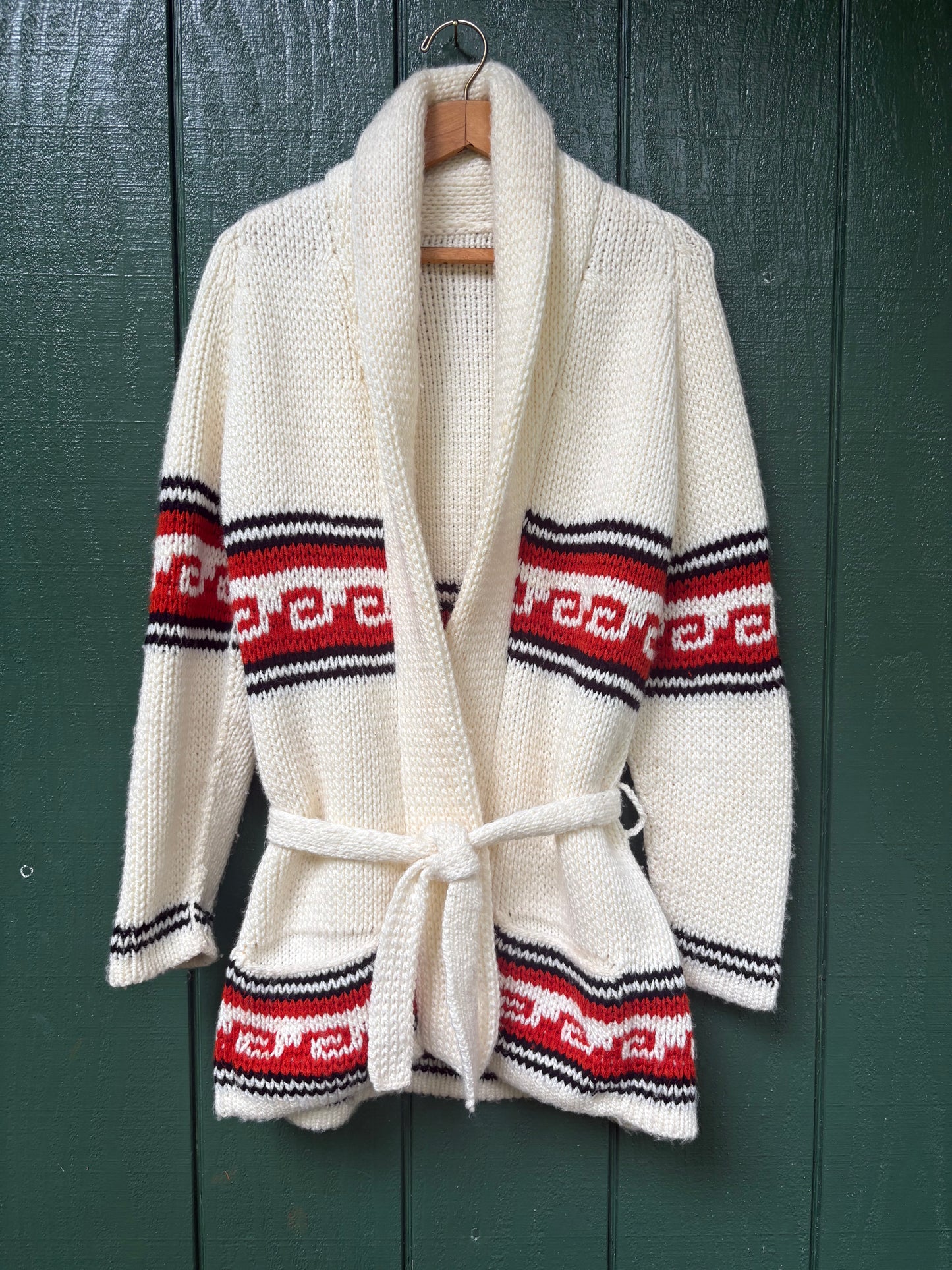 1970s chunky handmade shawl collar cardigan