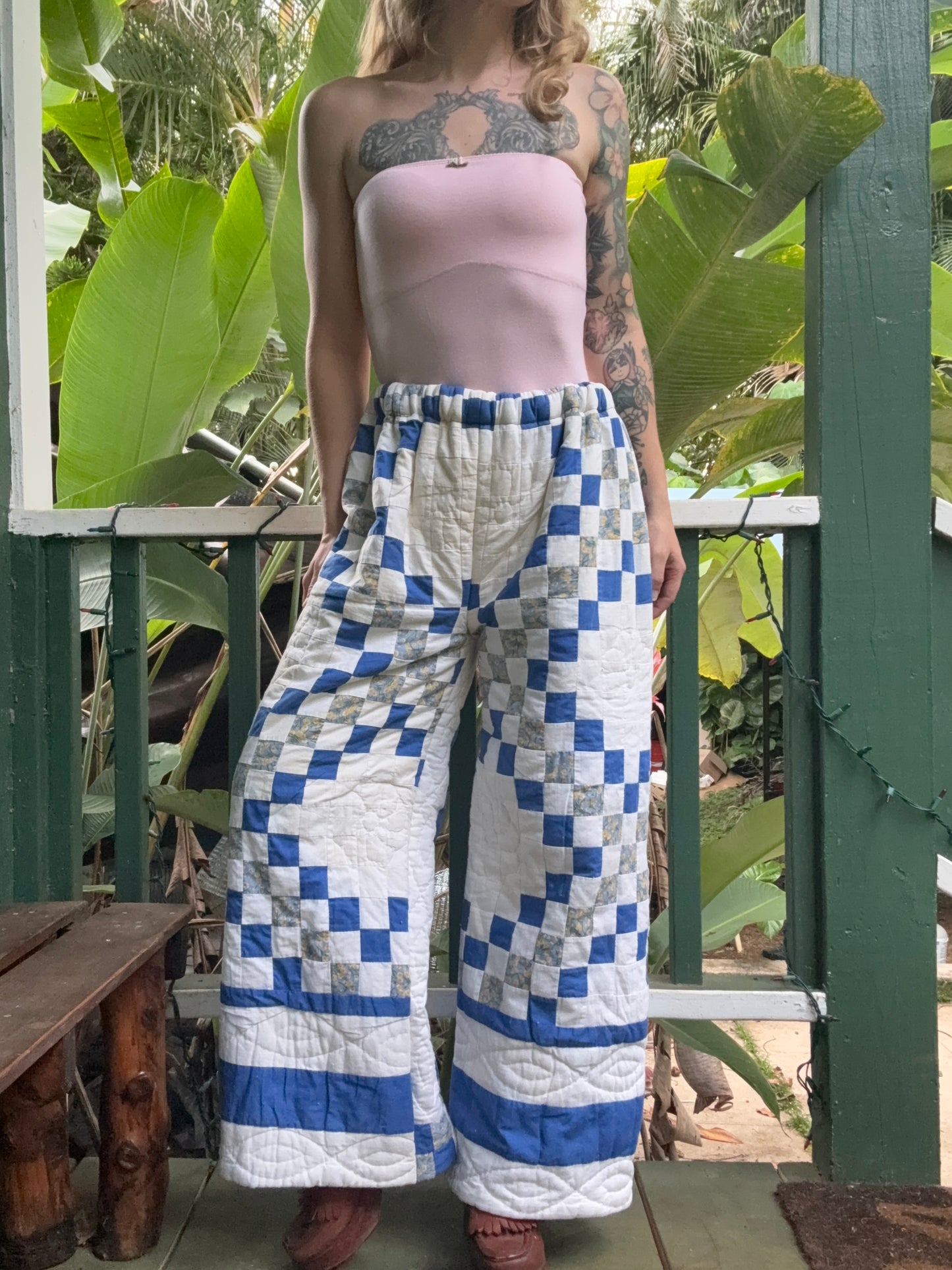 Vintage Upcycled Patchwork Quilt Wide Leg Pants