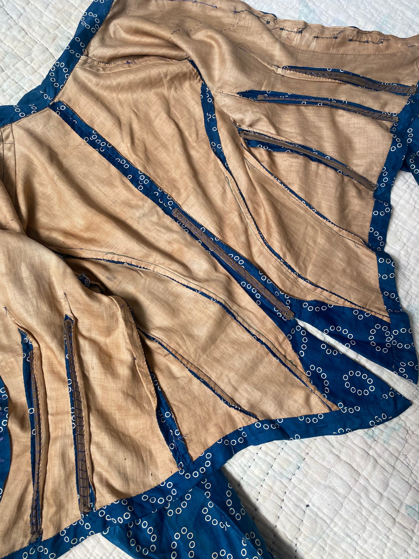 Late 1800s Early 1900s Antique Blue Cotton Calico Bodice Blouse