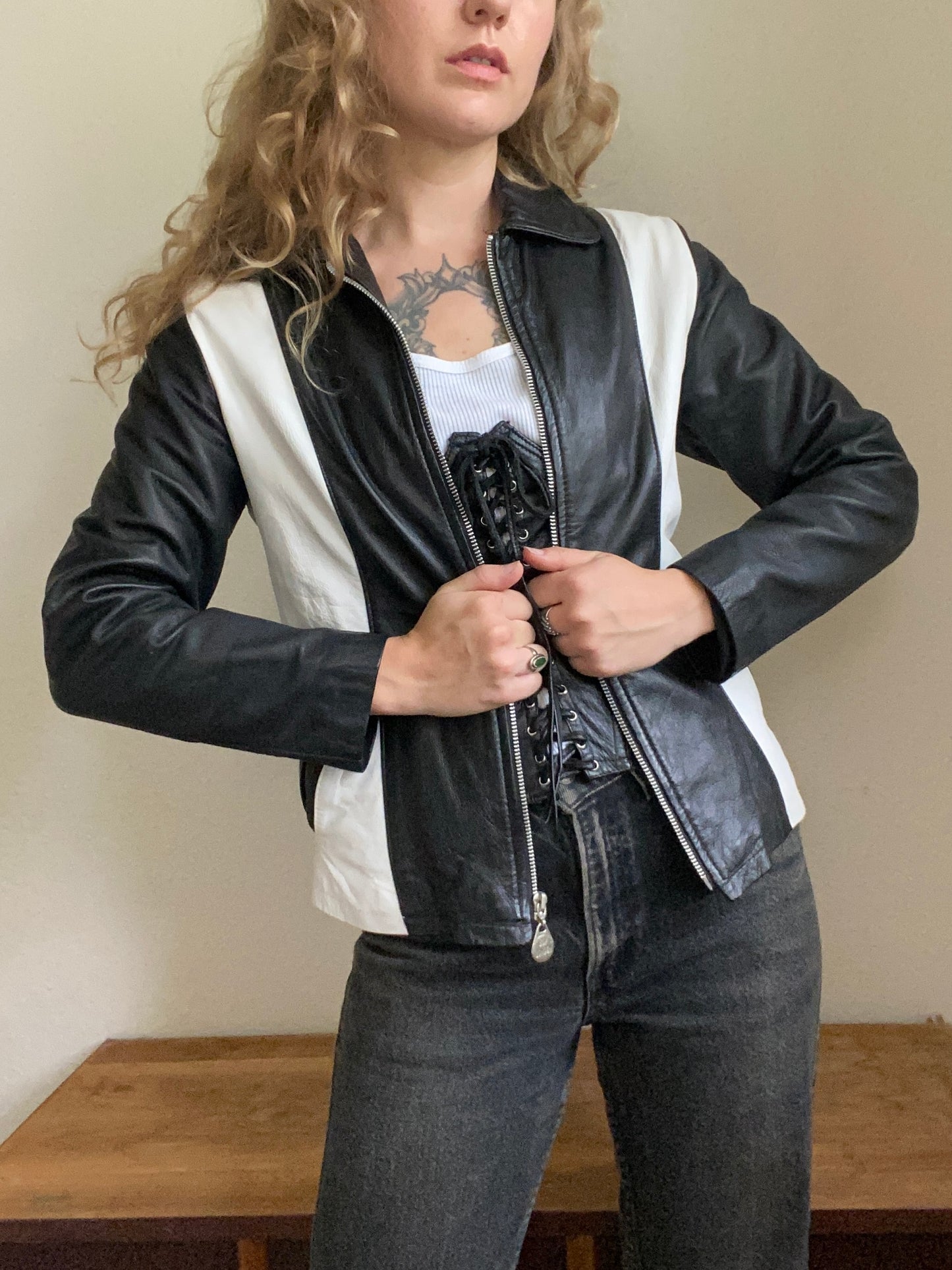 1980s Boy London two-tone leather motorcycle jacket XS/ Small