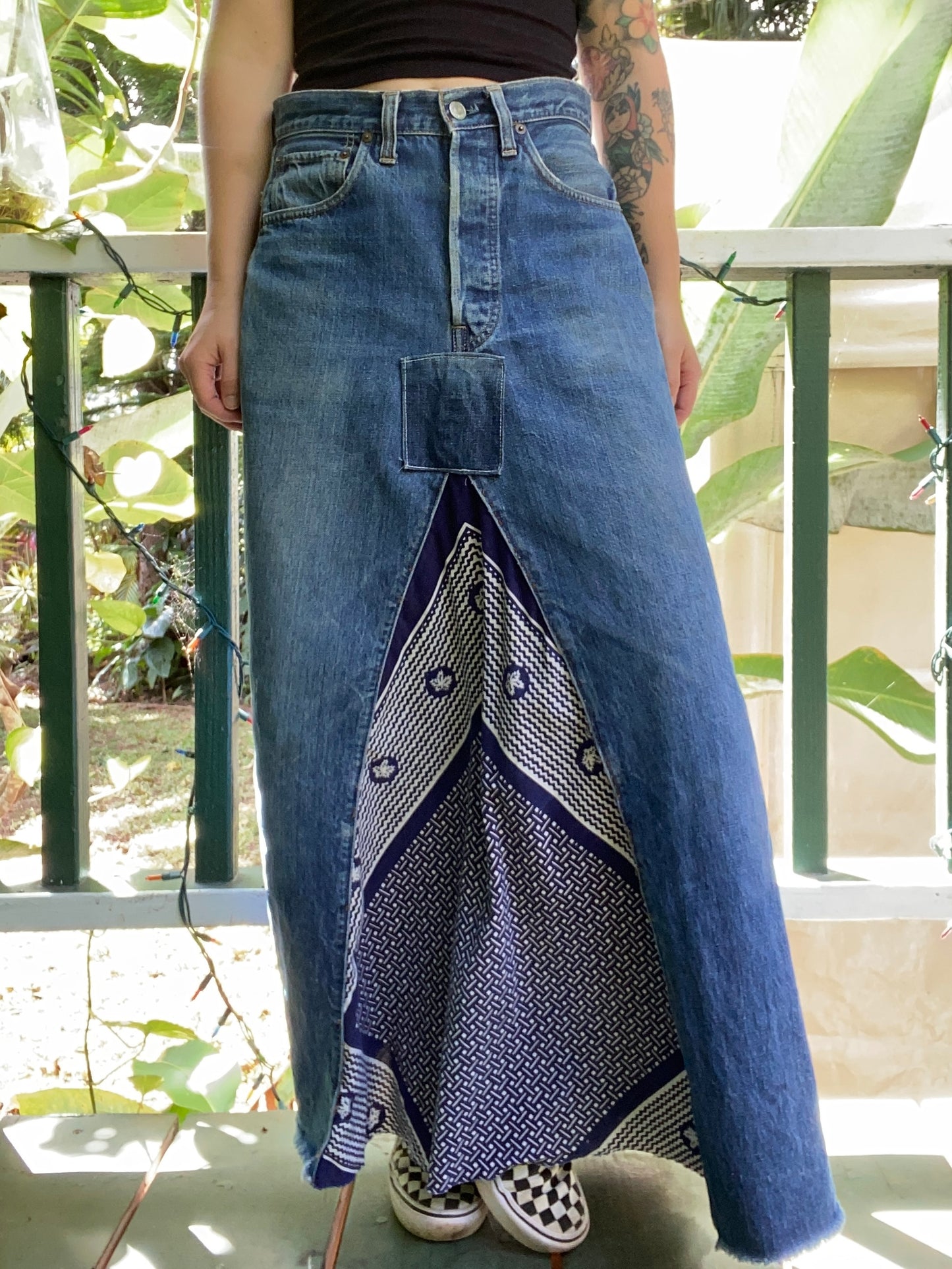 1950s Levis big E Reconstructed Selvedge Denim Skirt 29” waist