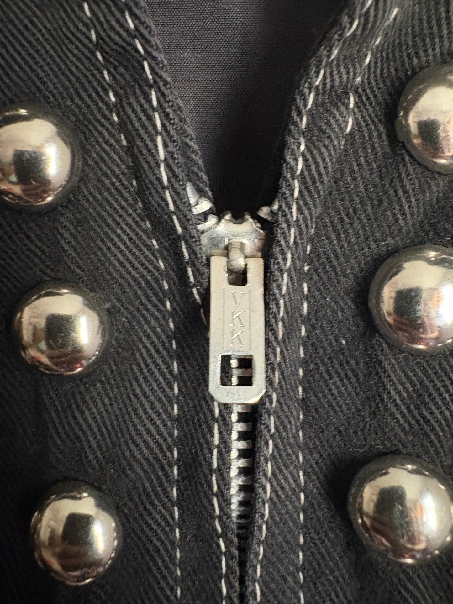 1970s Gina Teresa Black Denim Studded jacket XS/S