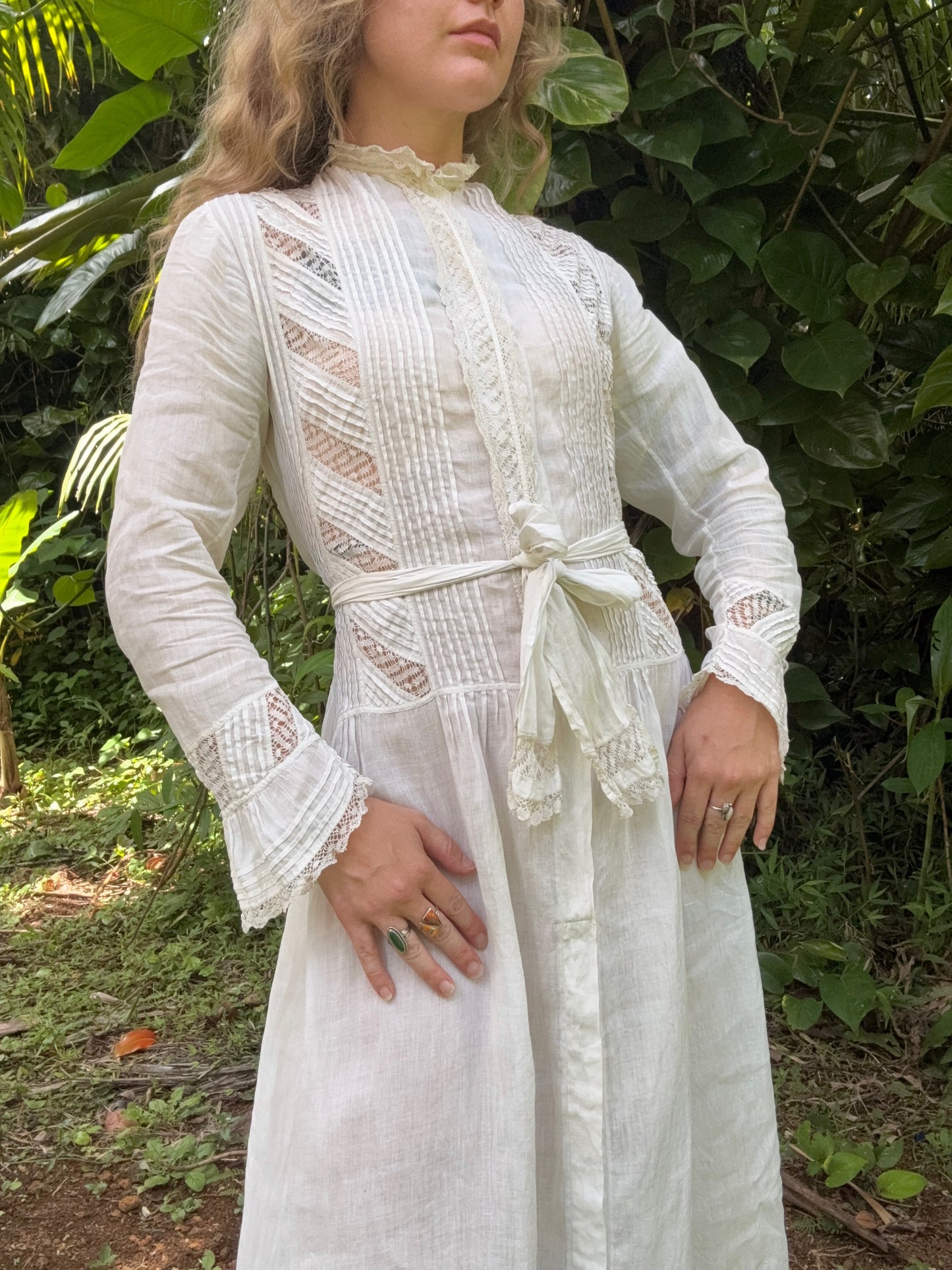 Early 1900s Edwardian Lawn cotton day dress XS/S
