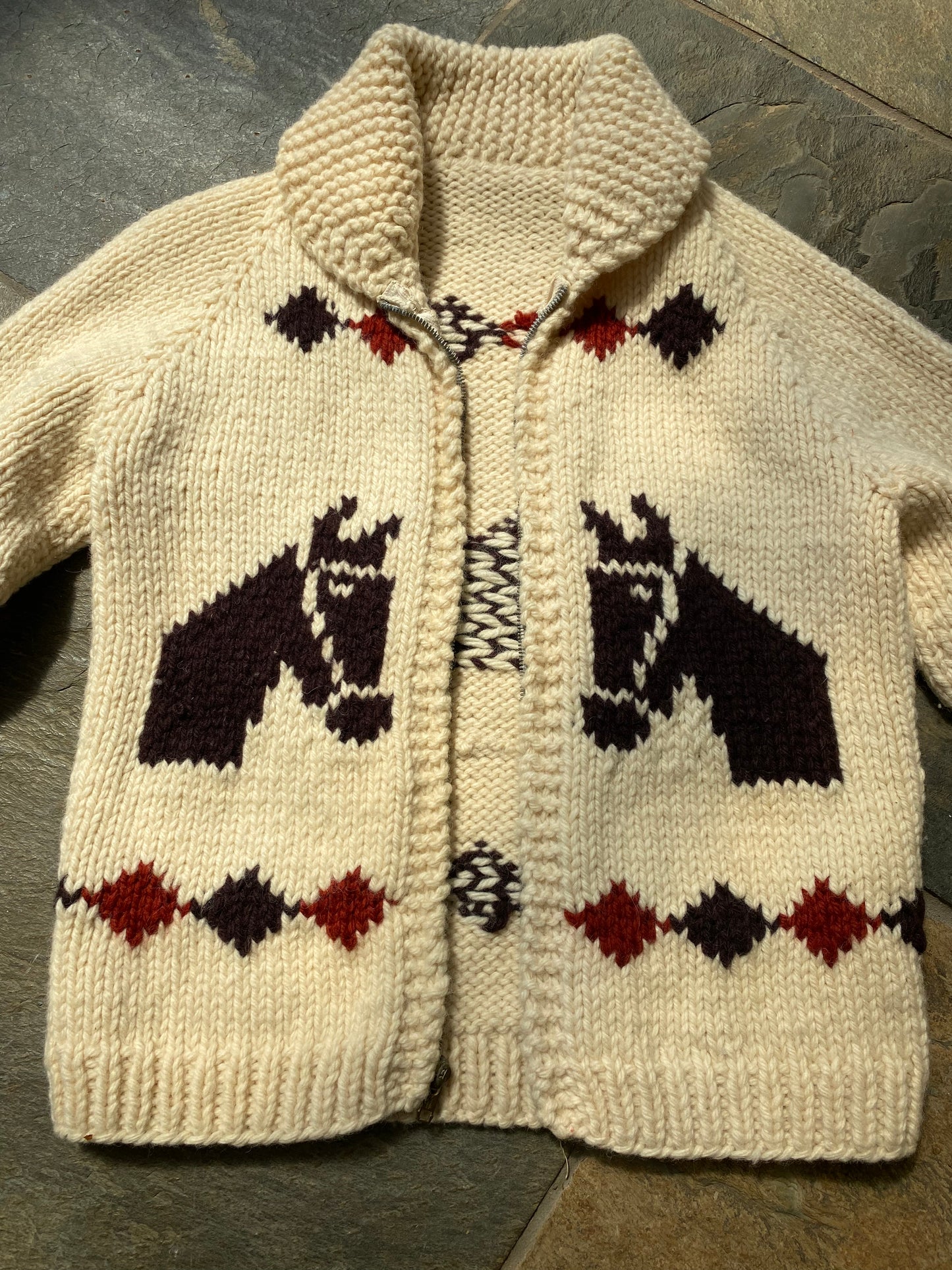 60s/70s Hand Knit Horse Shawl Sweater