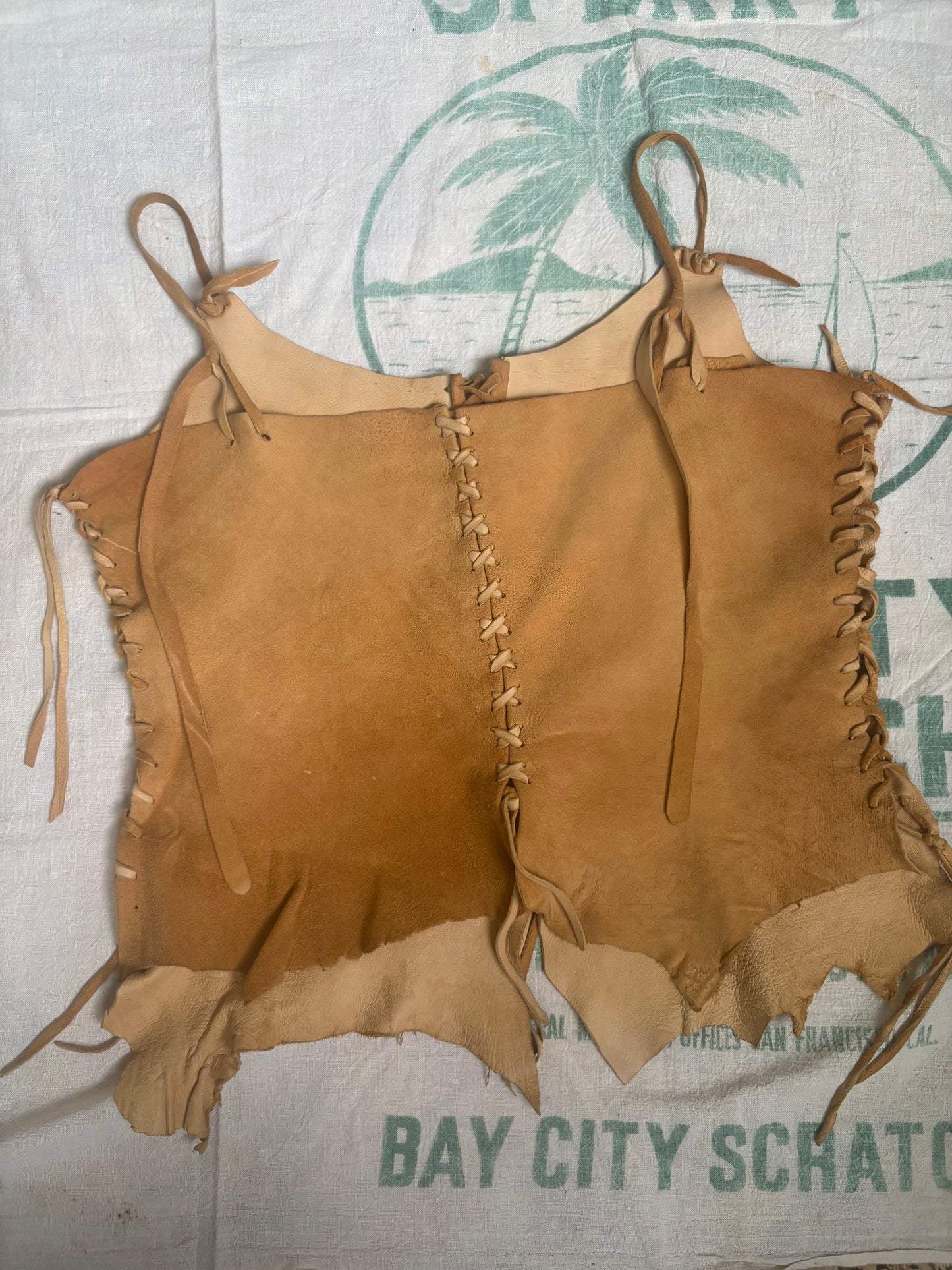 1970s Buck Skin Deer Leather Tank Top Small Medium
