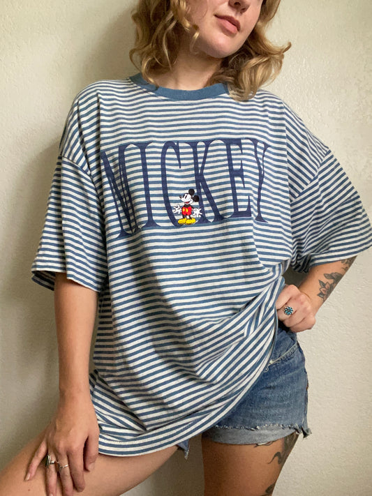 1990s Disney Mickey Mouse striped t shirt XL