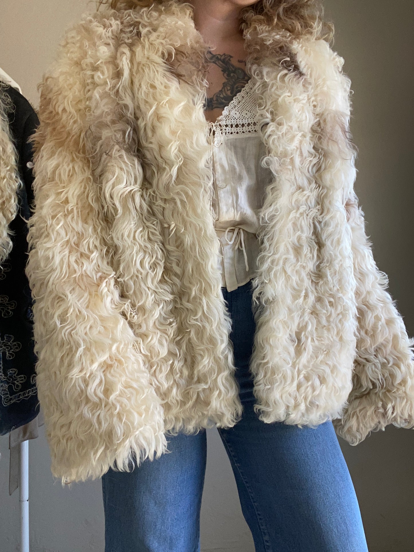 1970s Soft Curly Lamb Fur Jacket