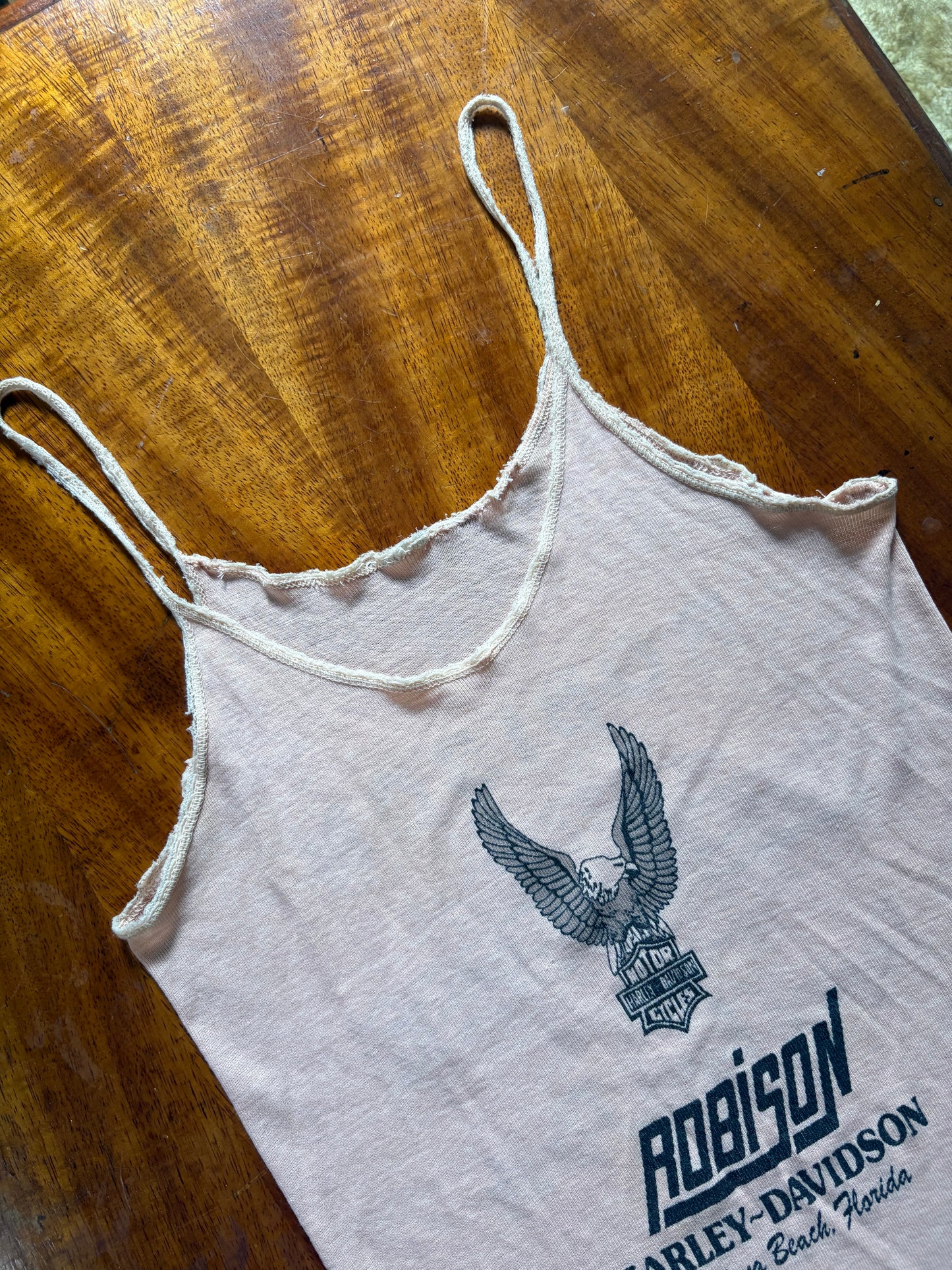 1970s pink Harley Davidson tank top Daytona Beach Robison