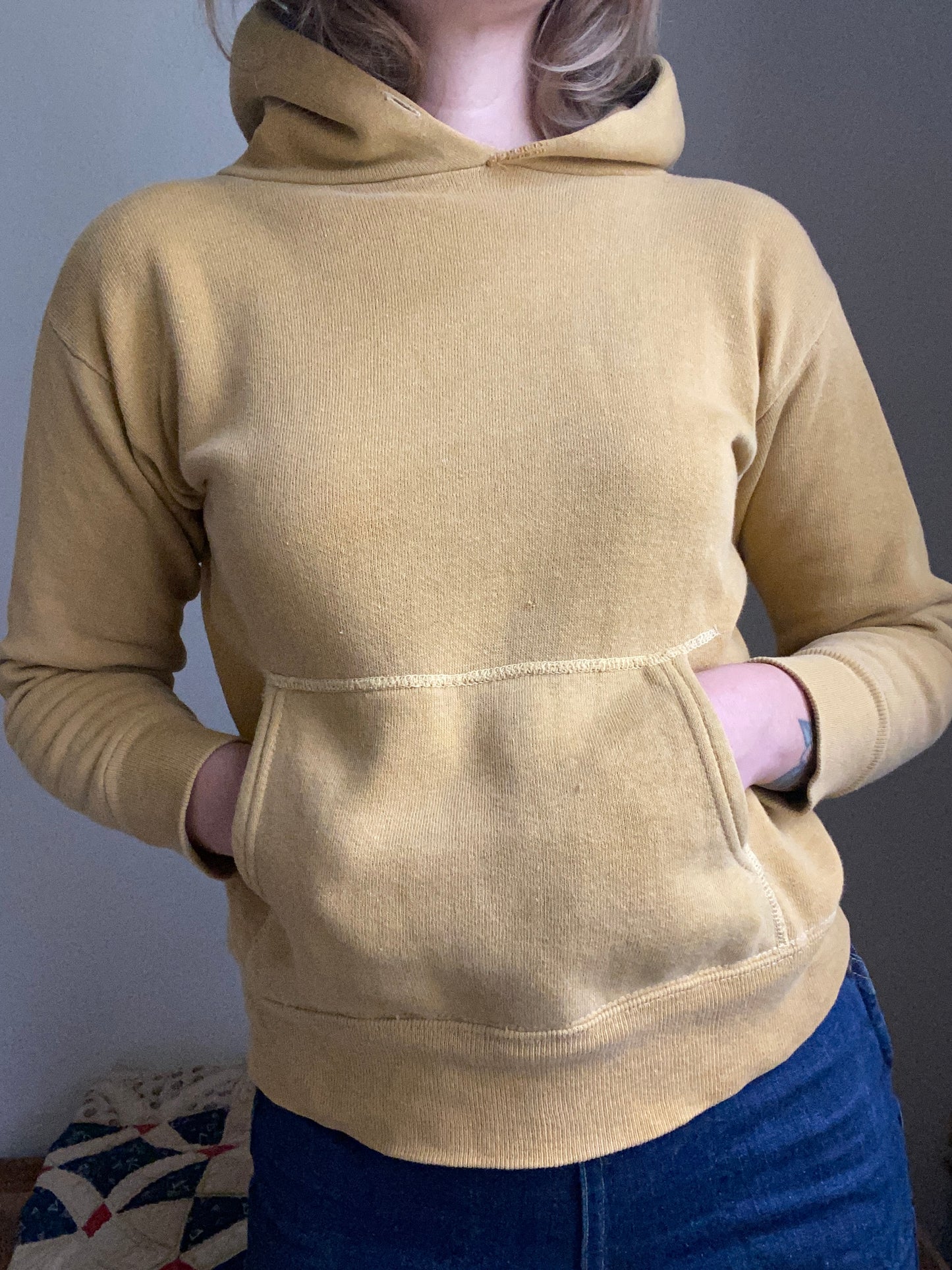 1950s Mustard Yellow Hoodie Sweatshirt