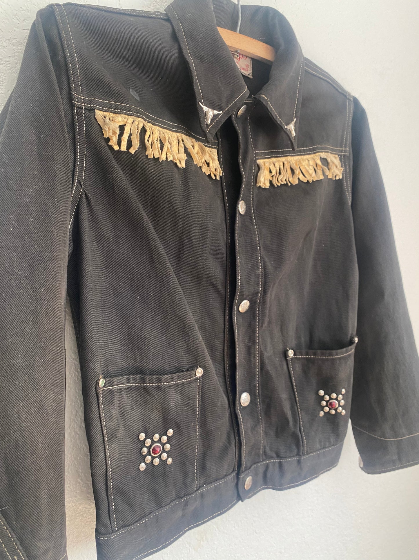 1950s ‘Chips’ Black studded and jewel Denim Jacket