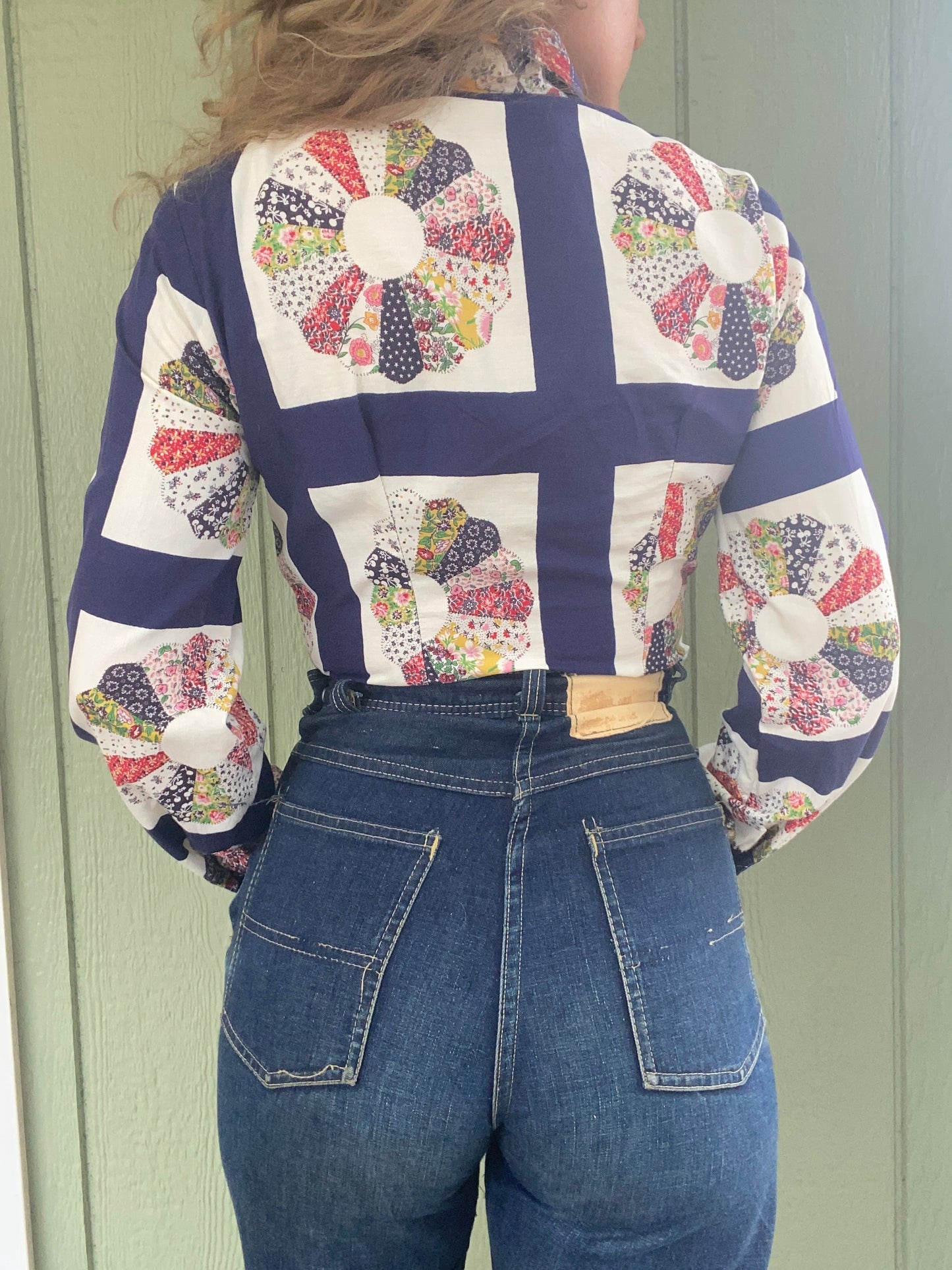 1970s Dresden Quilt Design Blouse