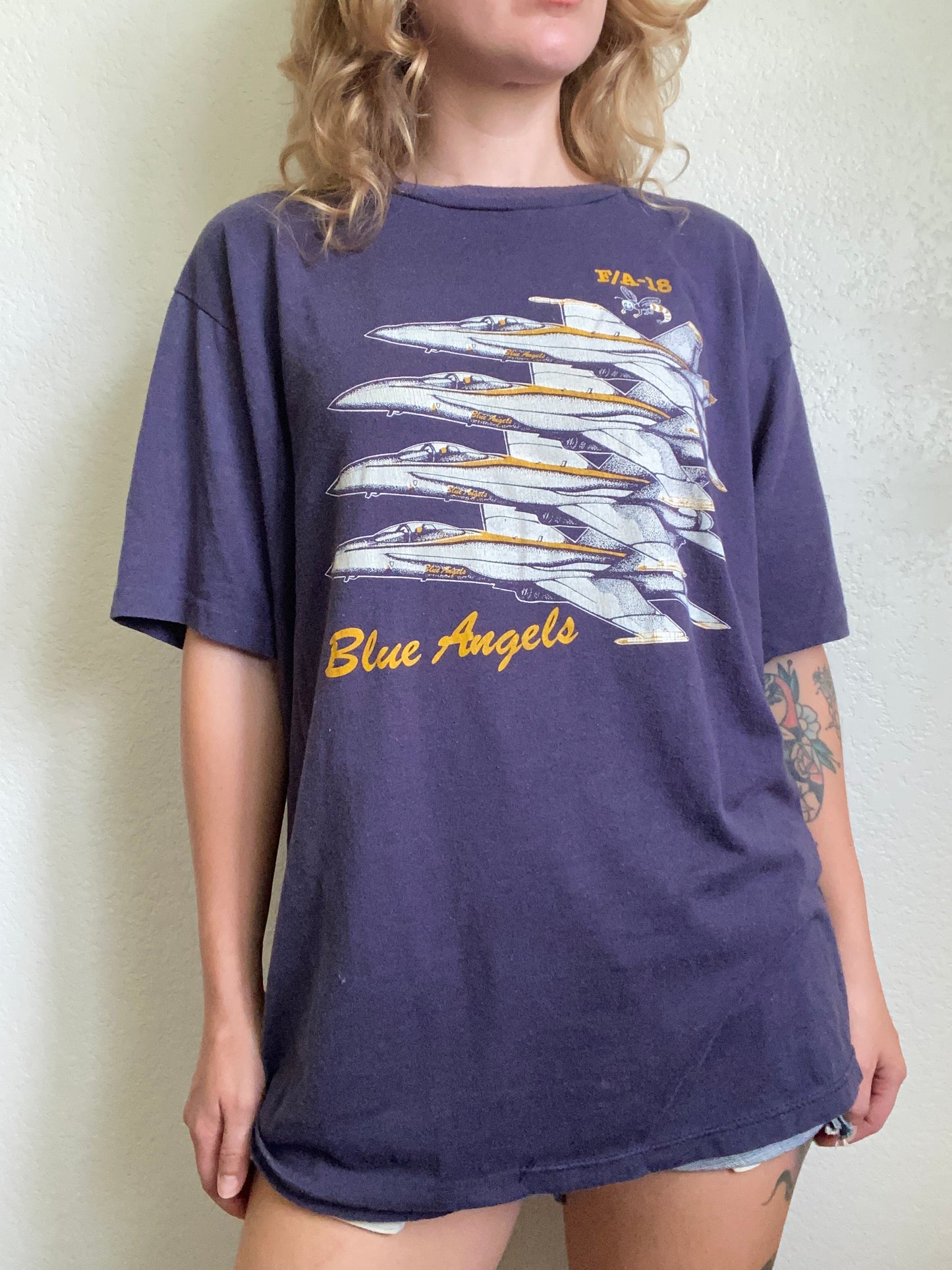 1980s Blue Angels Aircraft F/A 18 t shirt XL