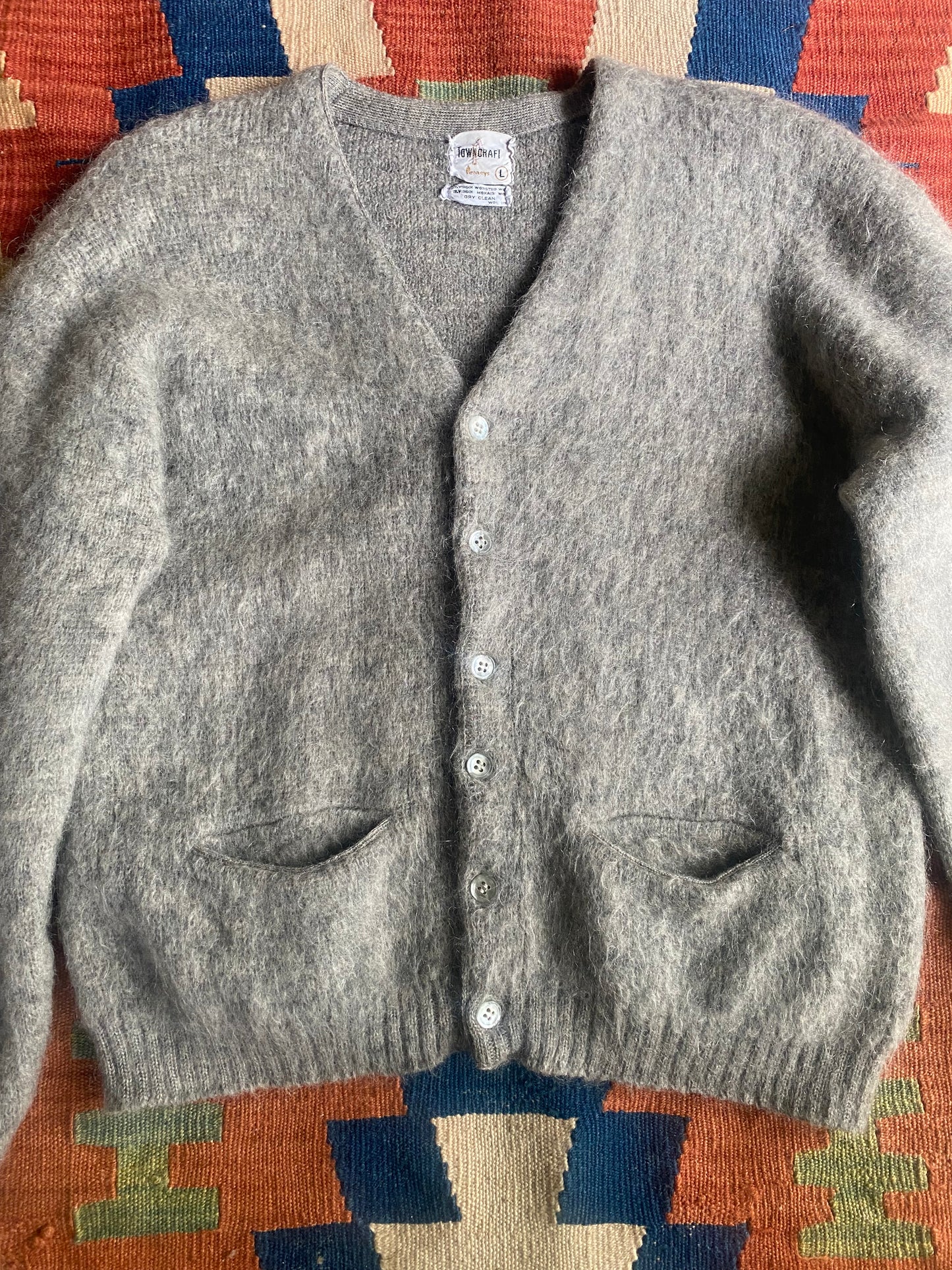 1960s Penney's Grey Shaggy Mohair Cardigan