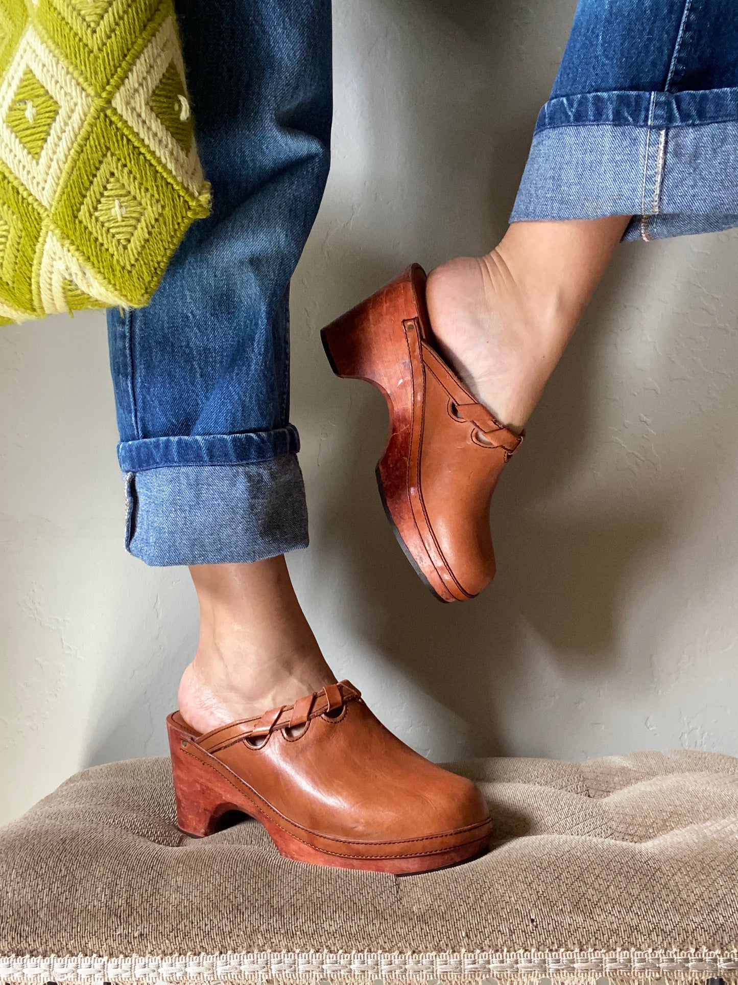 1970s Wooden Clogs size 8 (actual 7.5)