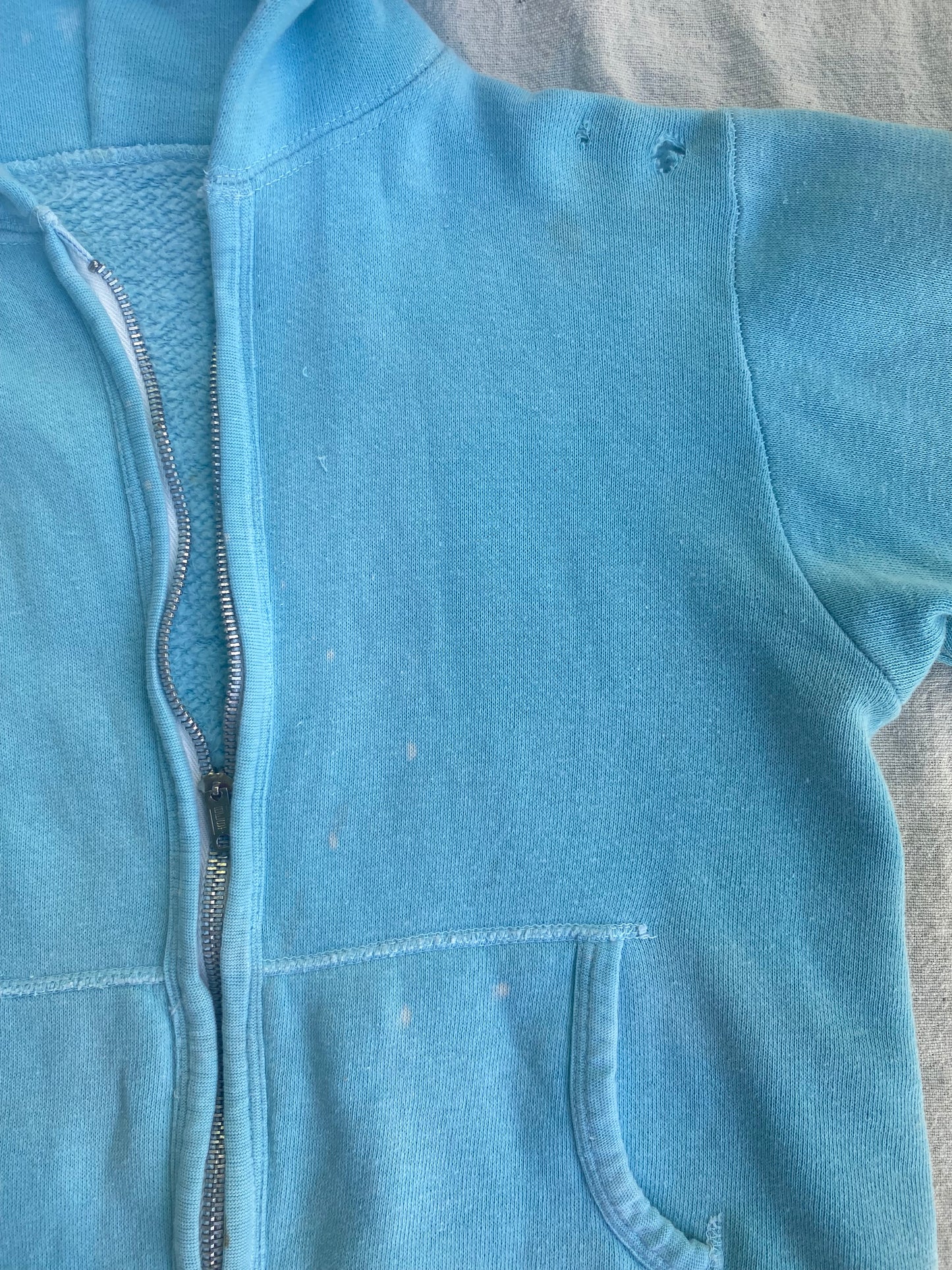 1960s zip up blue hoodie sweatshirt xs small