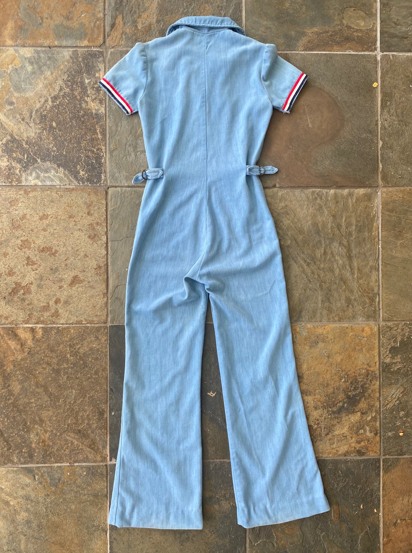 1970s Racing Stripe Denim Jumpsuit