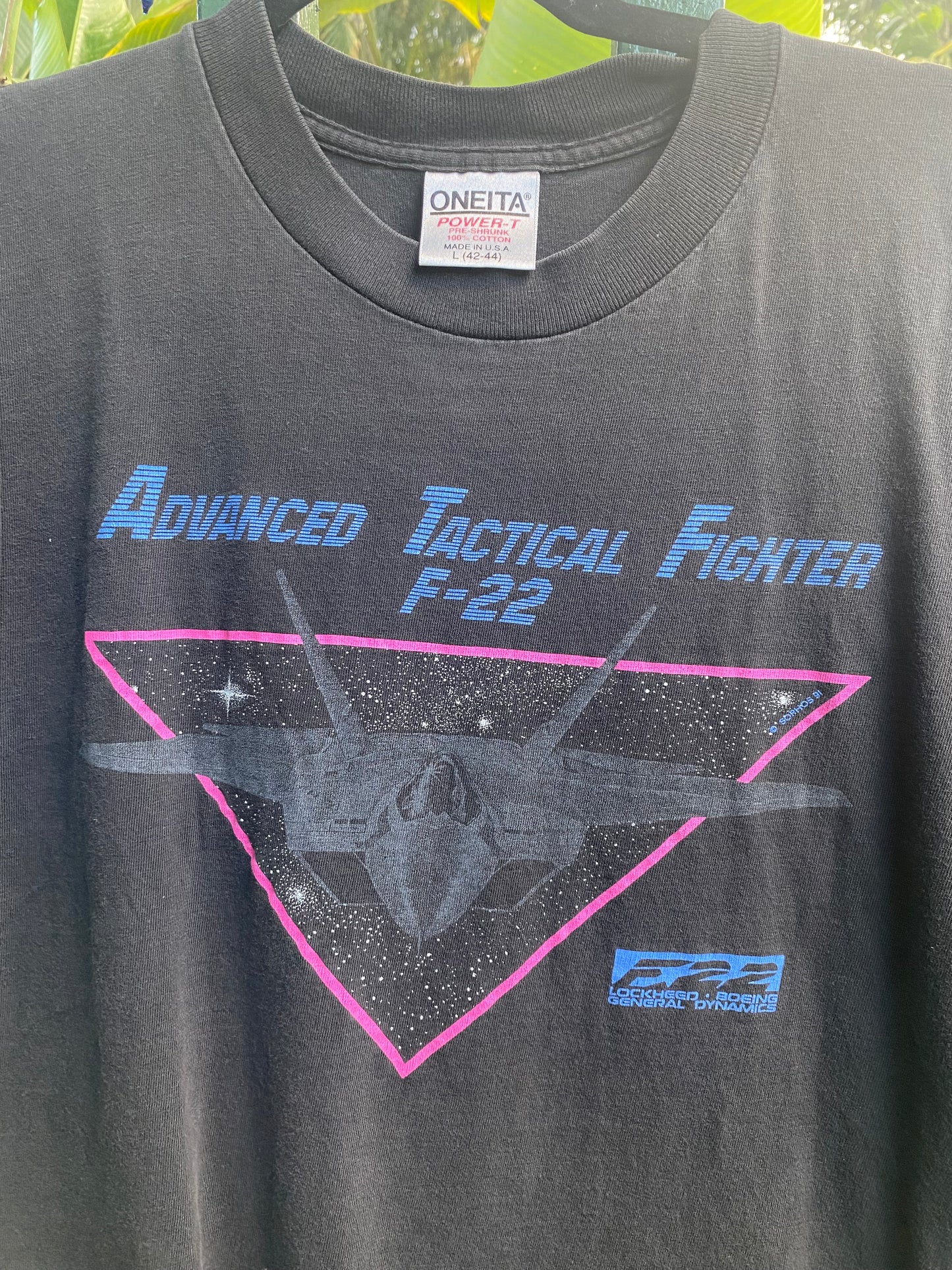 1990s Oneita Advanced Tactical Fighter F-22 Aircraft T shirt Large