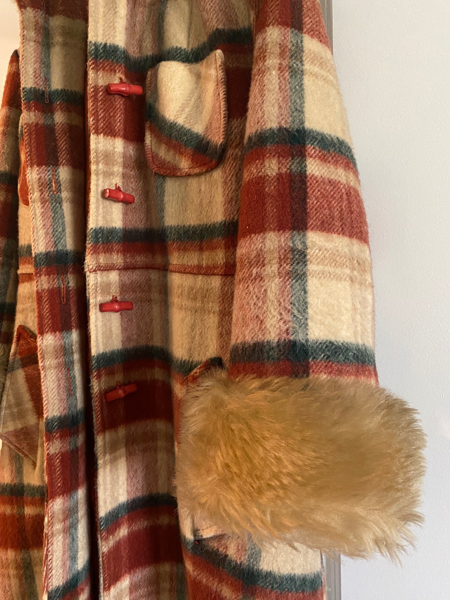 1970s Wool Hooded Plaid Princess Coat