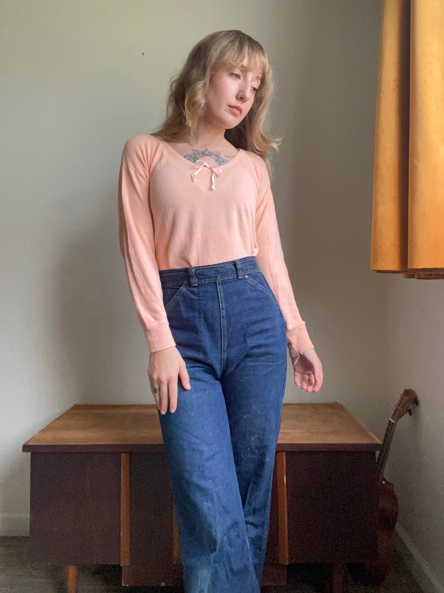 1930s or 1940s peach thermal shirt