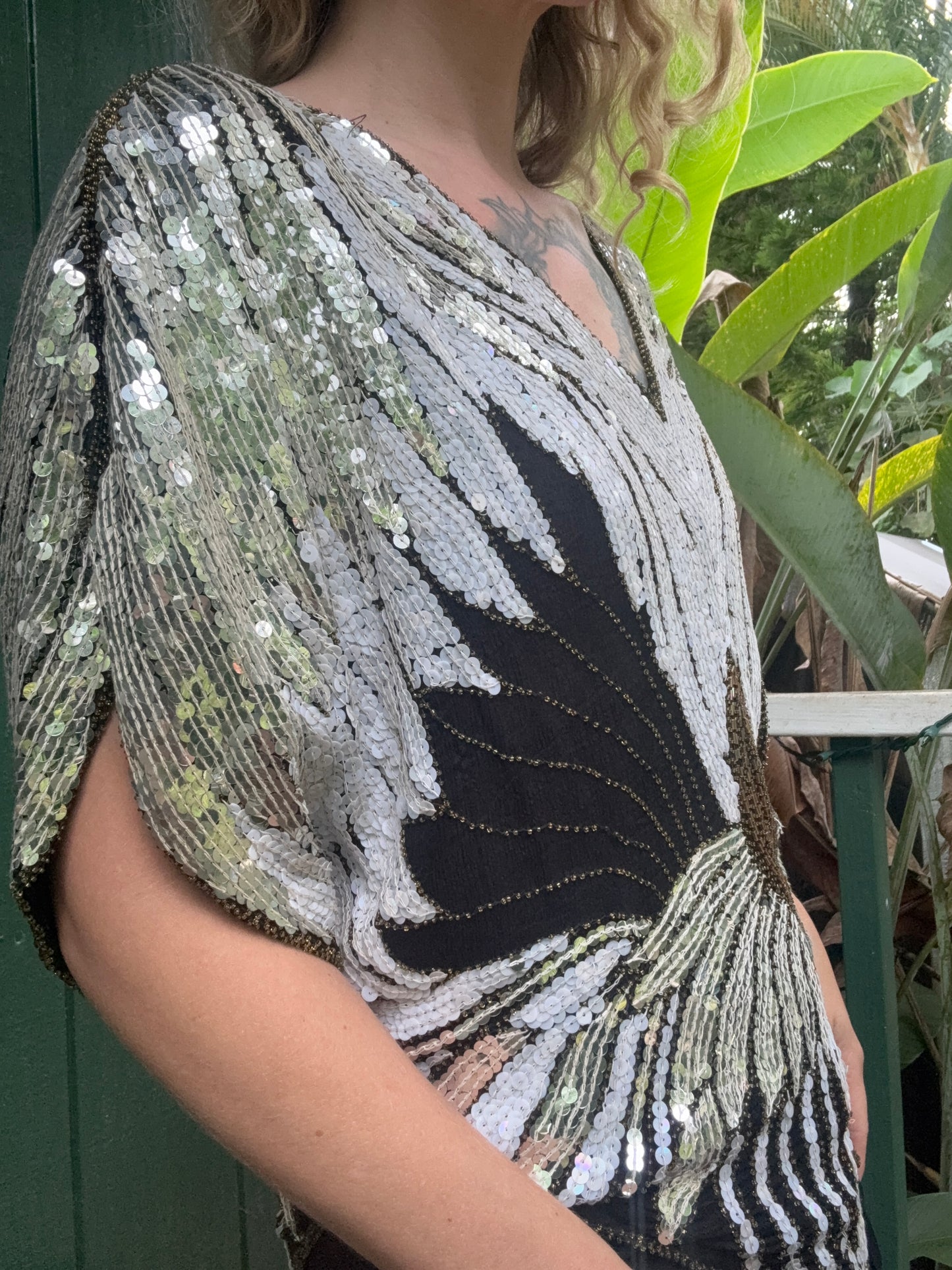 1980s Sho Max Butterfly Sequin Top