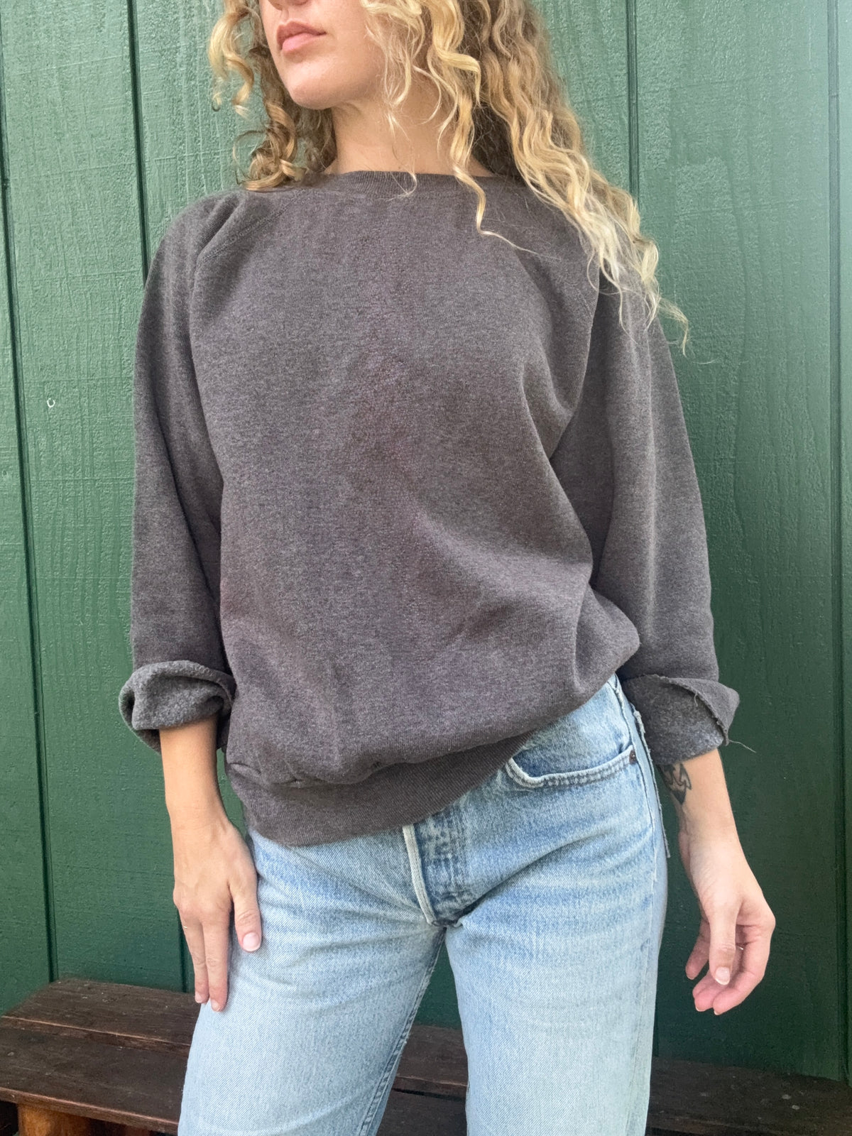 1980s dark grey Steinwurtzel raglan sweatshirt Medium