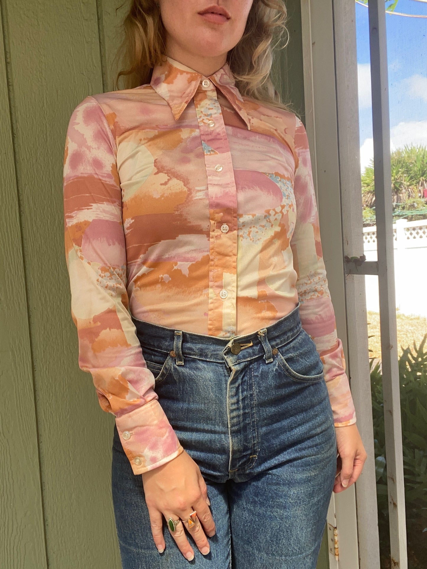 1970s Abstract Scenery Blouse