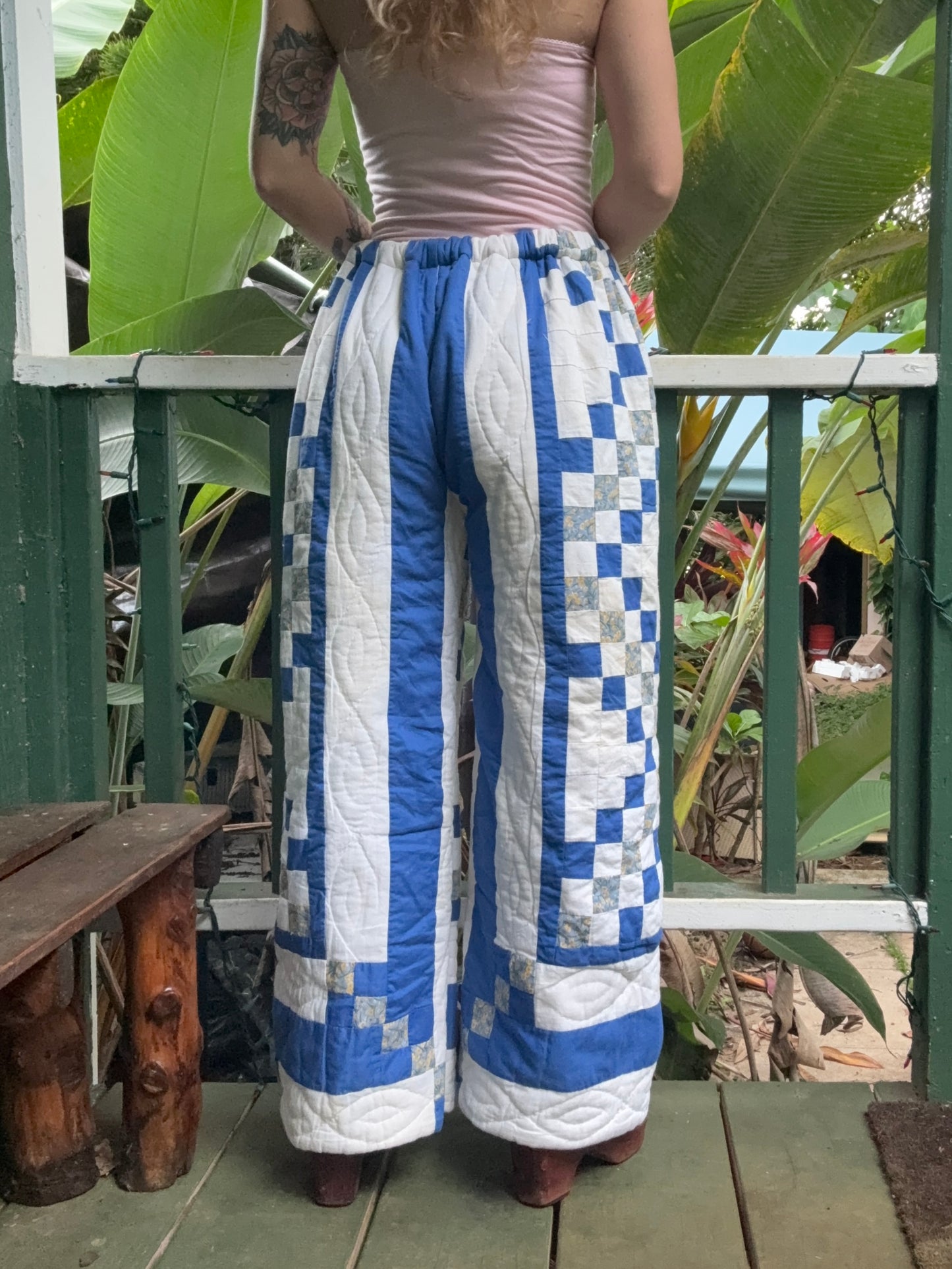 Vintage Upcycled Patchwork Quilt Wide Leg Pants