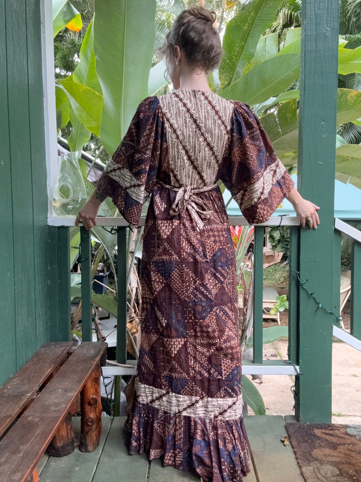 1970s Young Innocent by Arpeja Patchwork Kaftan Maxi Dress small