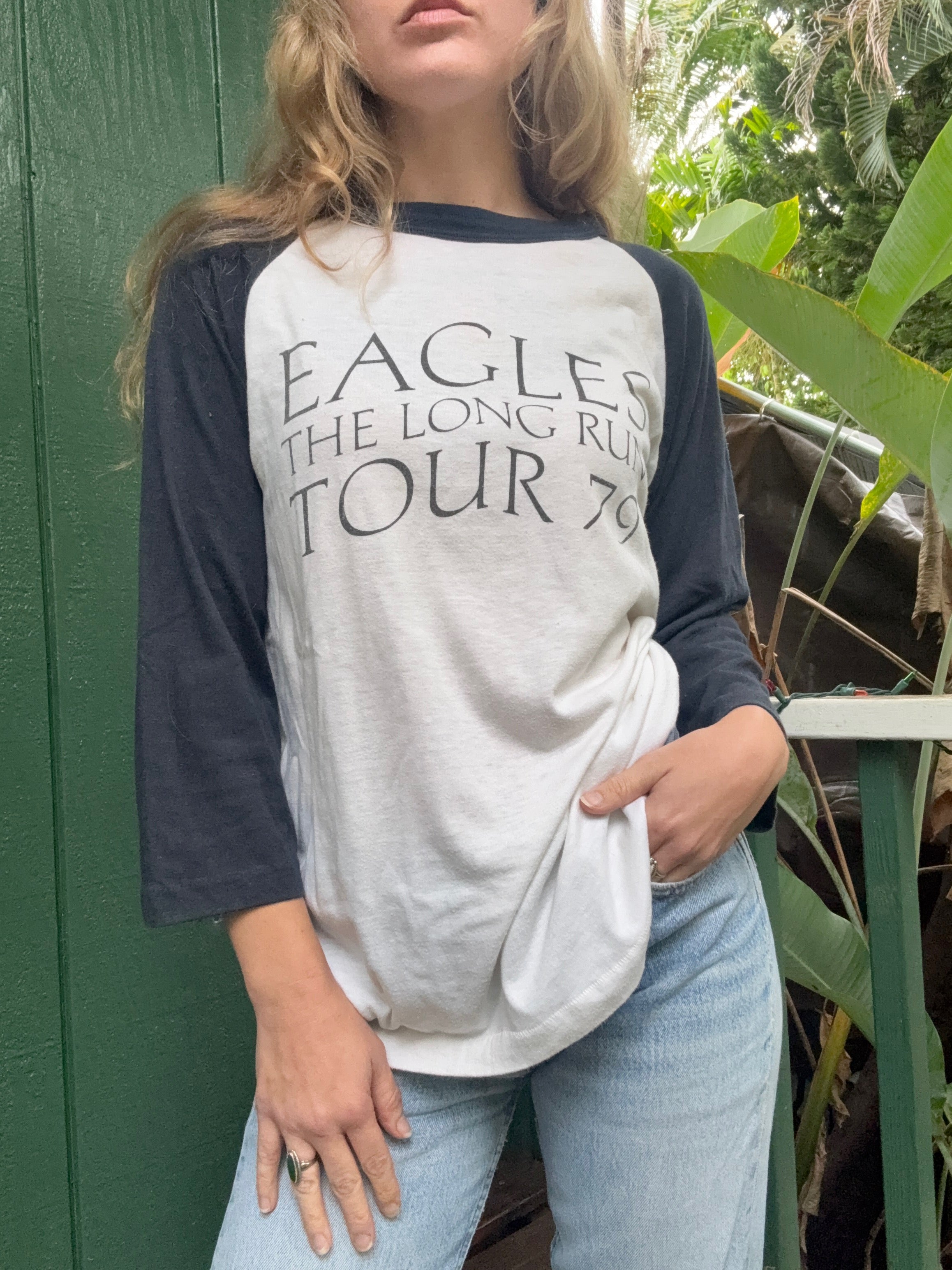 1970s The Eagles The Long Run Tour 1979 Raglan Large – Fringe Fox