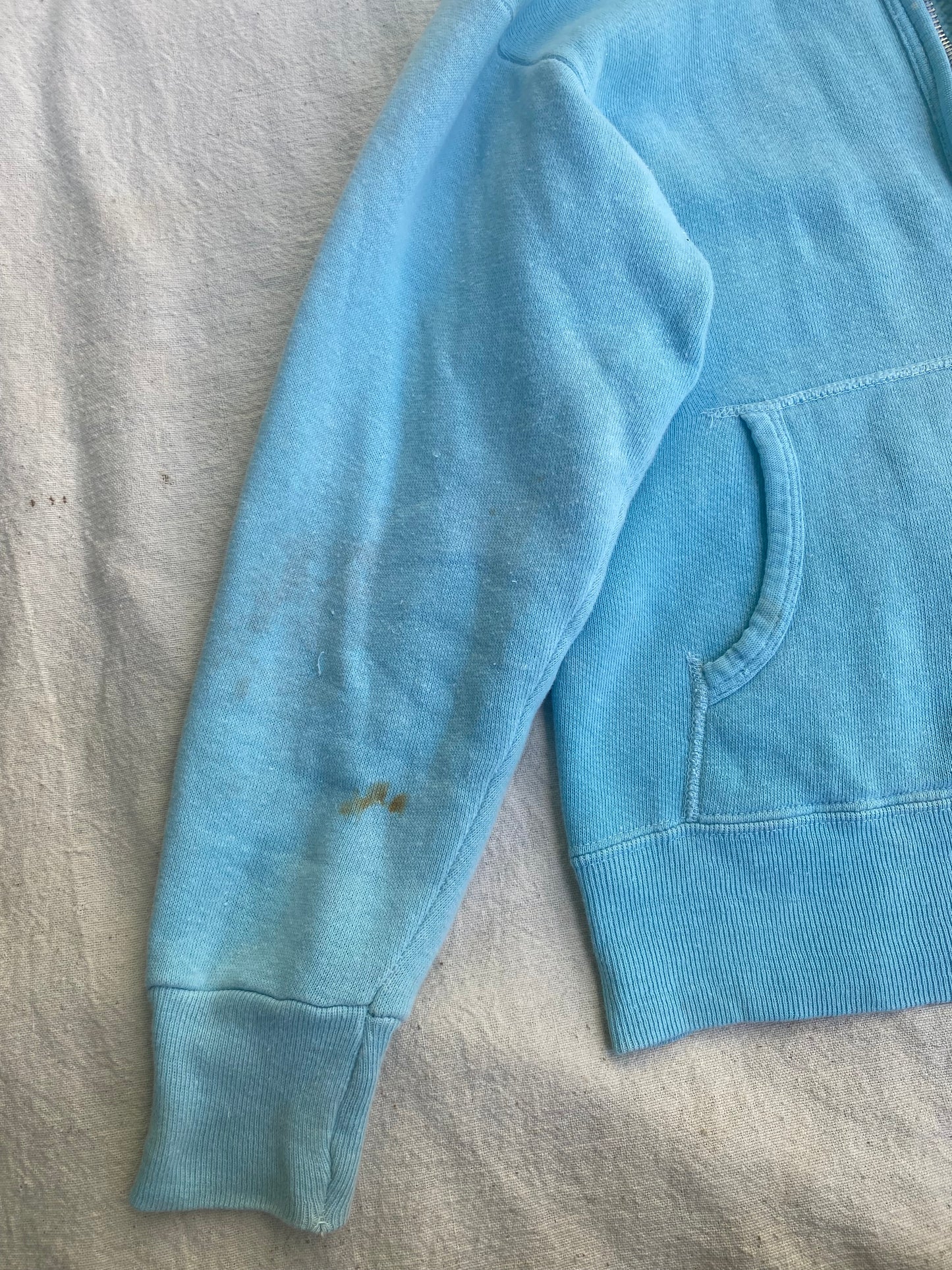 1960s zip up blue hoodie sweatshirt xs small