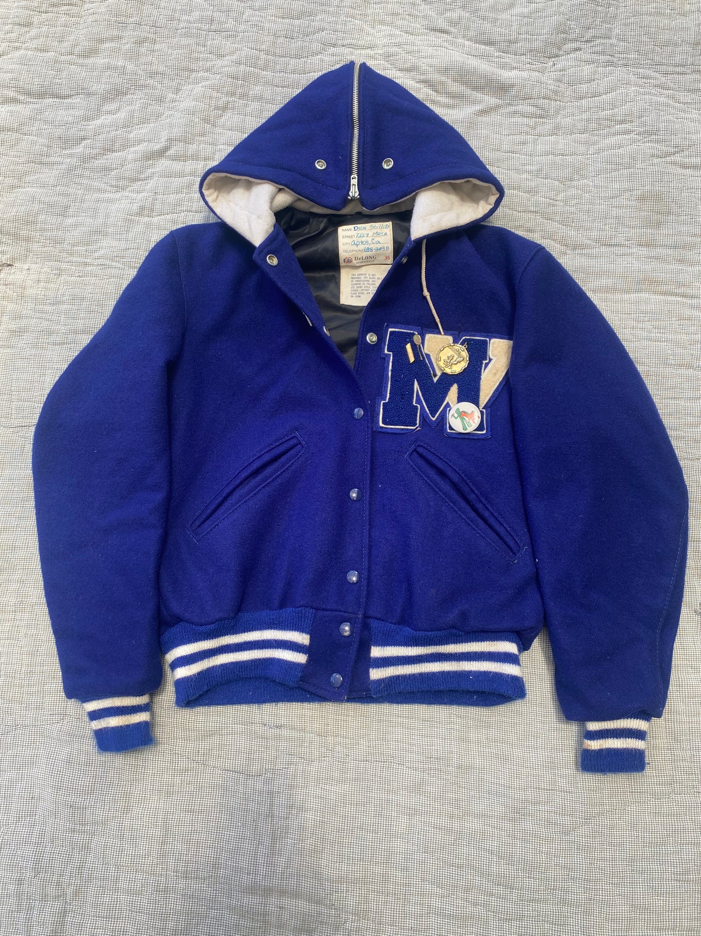 1980s Blue Split Hood Varsity Jacket