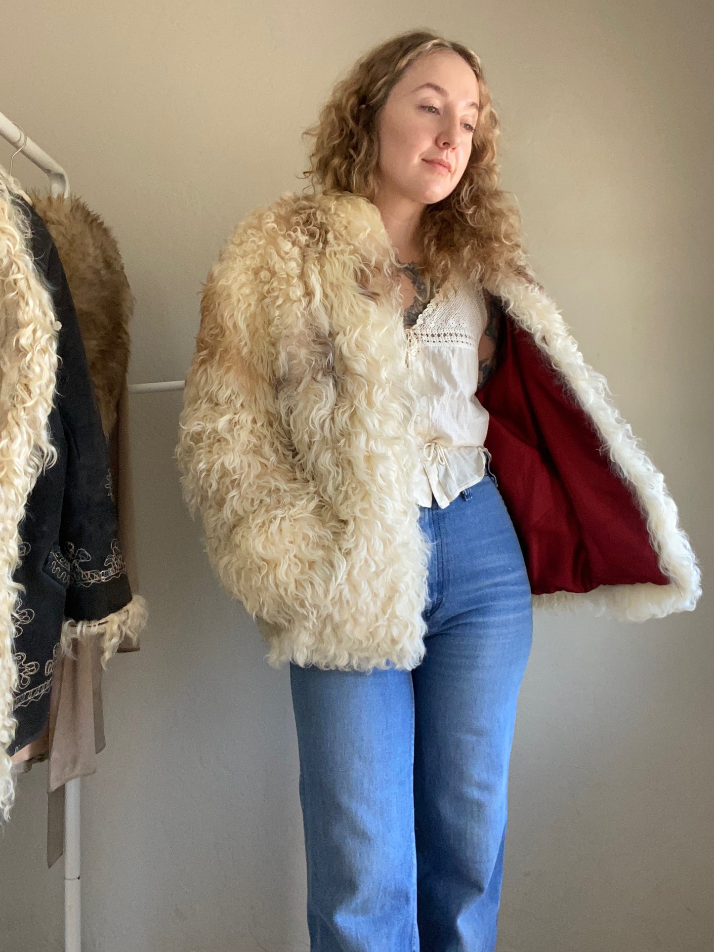 1970s Soft Curly Lamb Fur Jacket