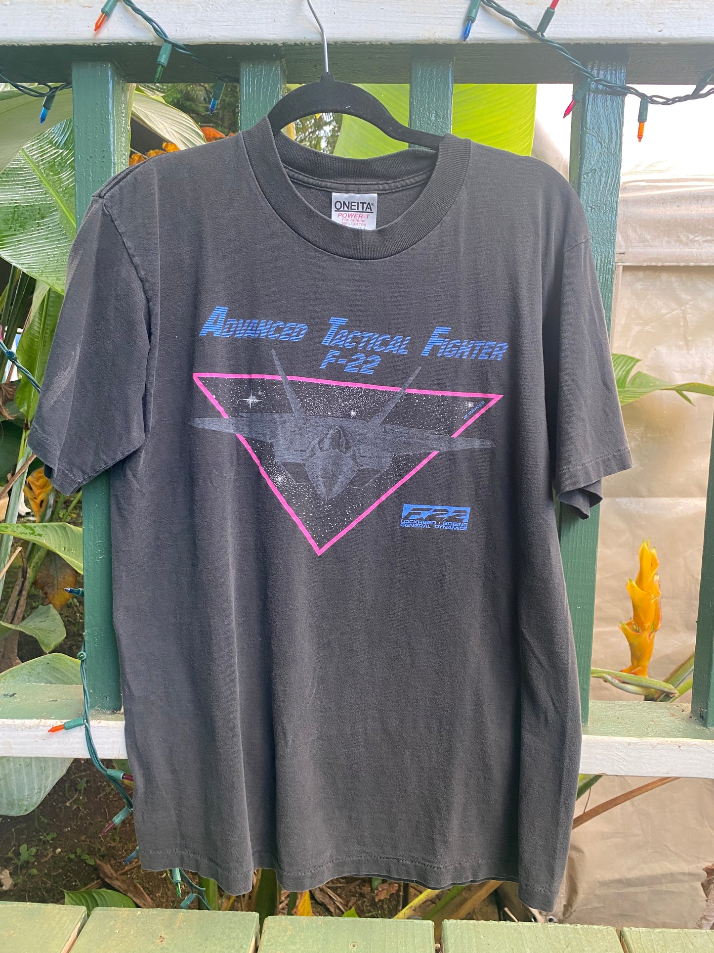 1990s Oneita Advanced Tactical Fighter F-22 Aircraft T shirt Large