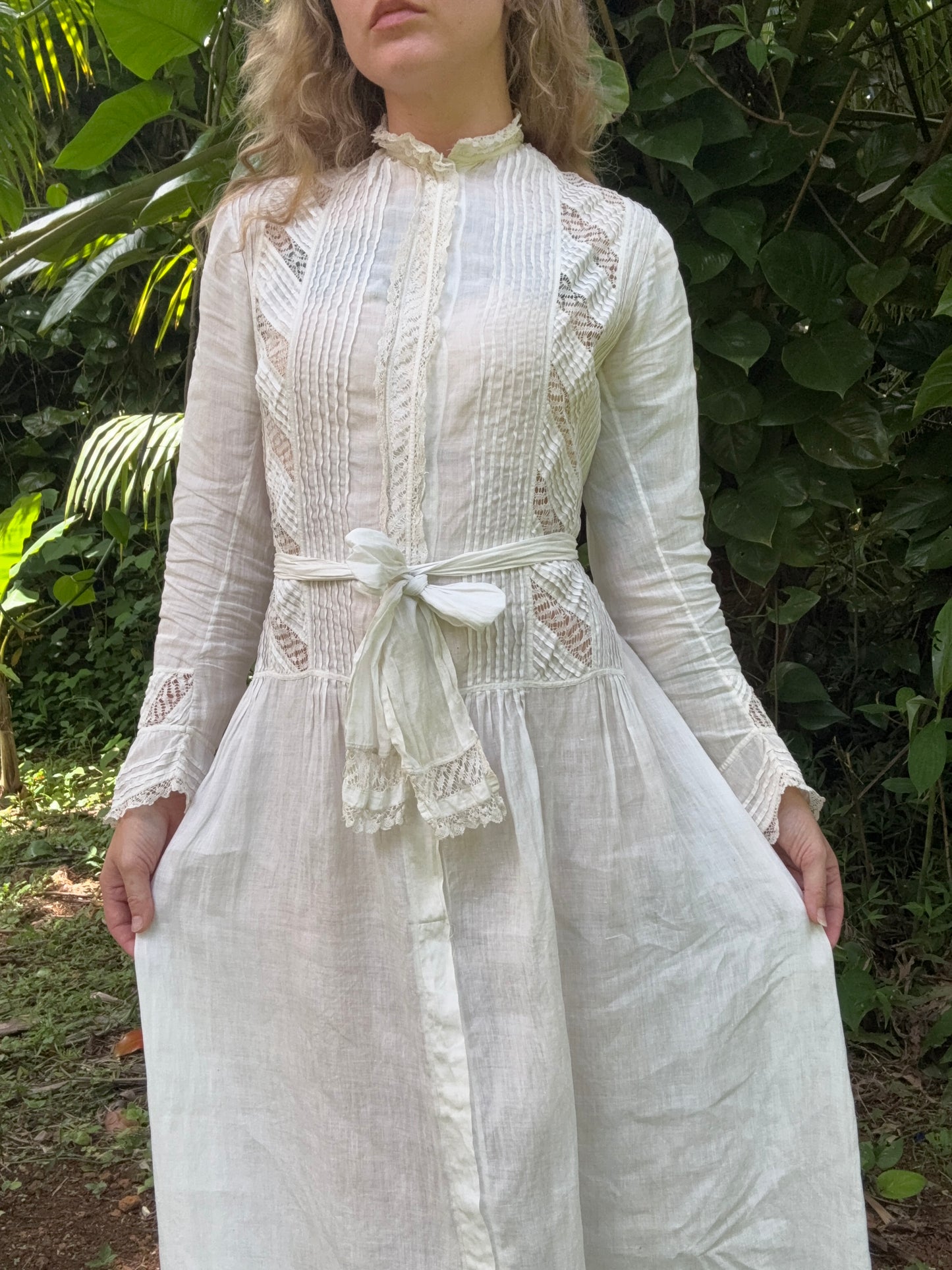 Early 1900s Edwardian Lawn cotton day dress XS/S