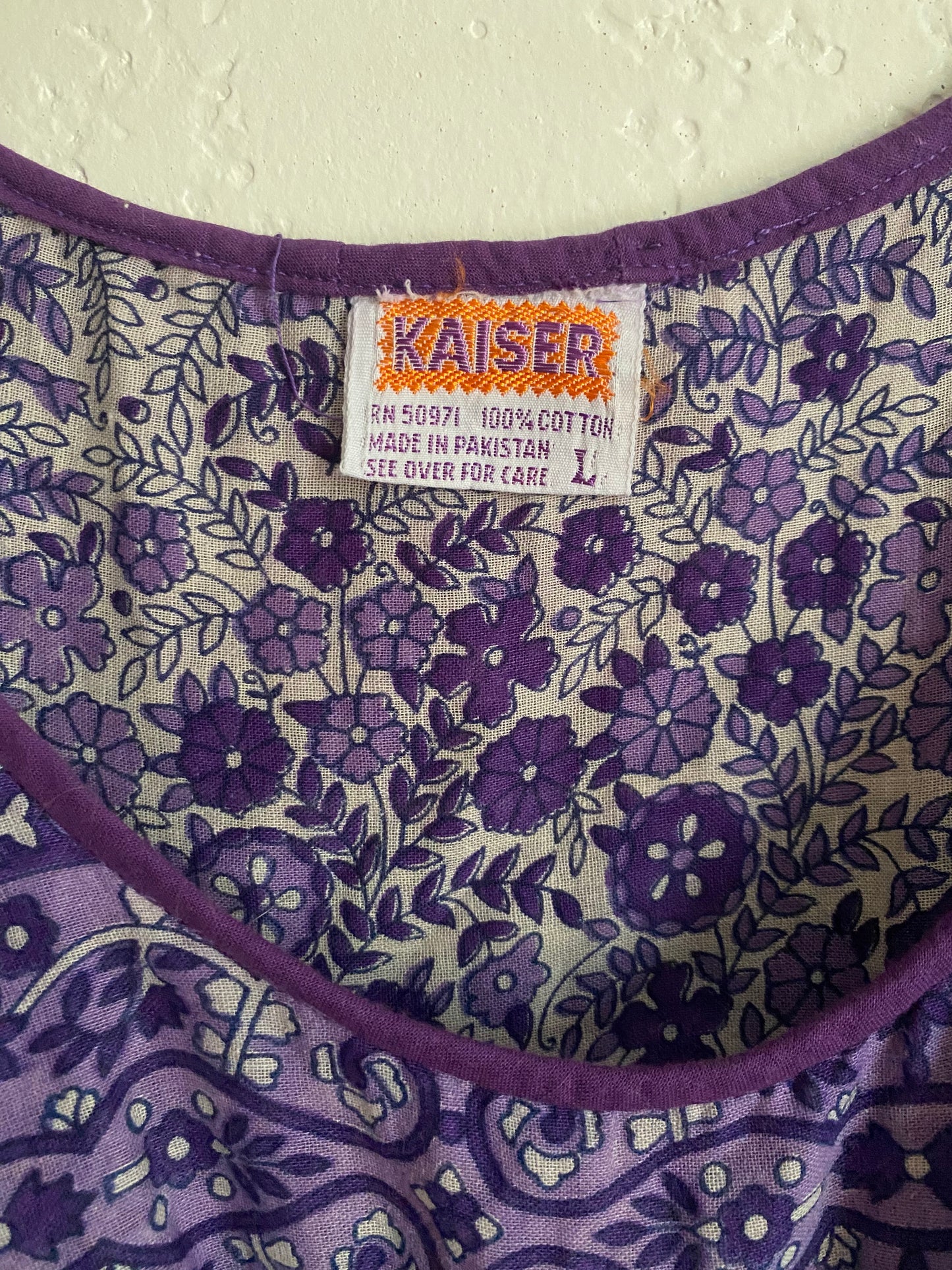 Vintage Kaiser Lavender Indian Gauze Cotton Tent Dress