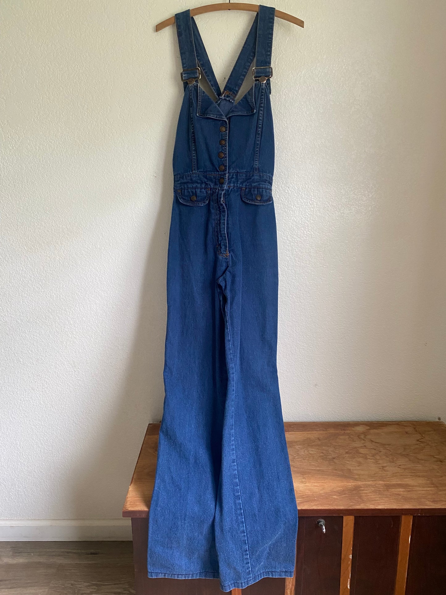 1970s S.O.B. Shades of Blue Denim Overall Jumpsuit size 13