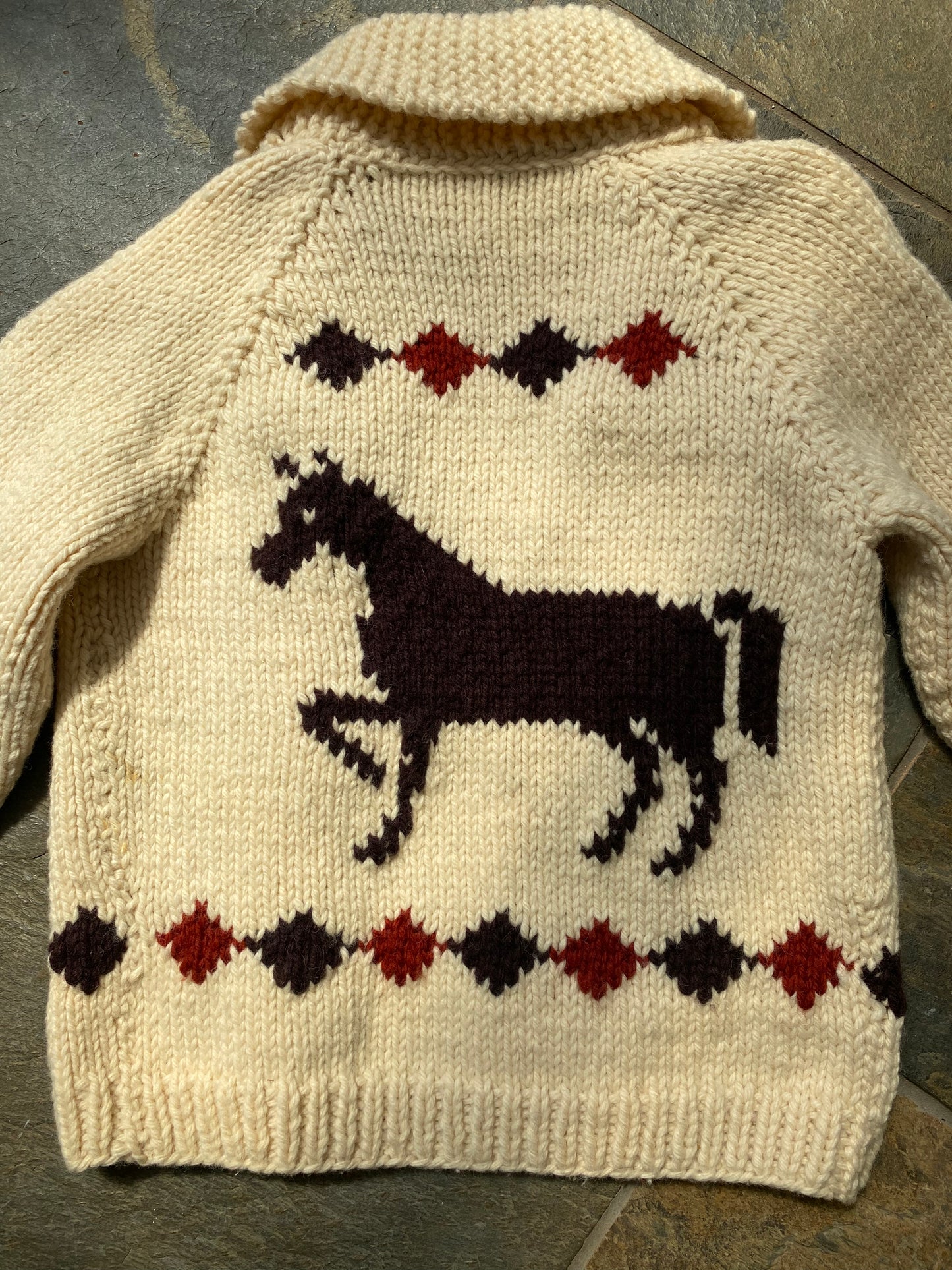 60s/70s Hand Knit Horse Shawl Sweater