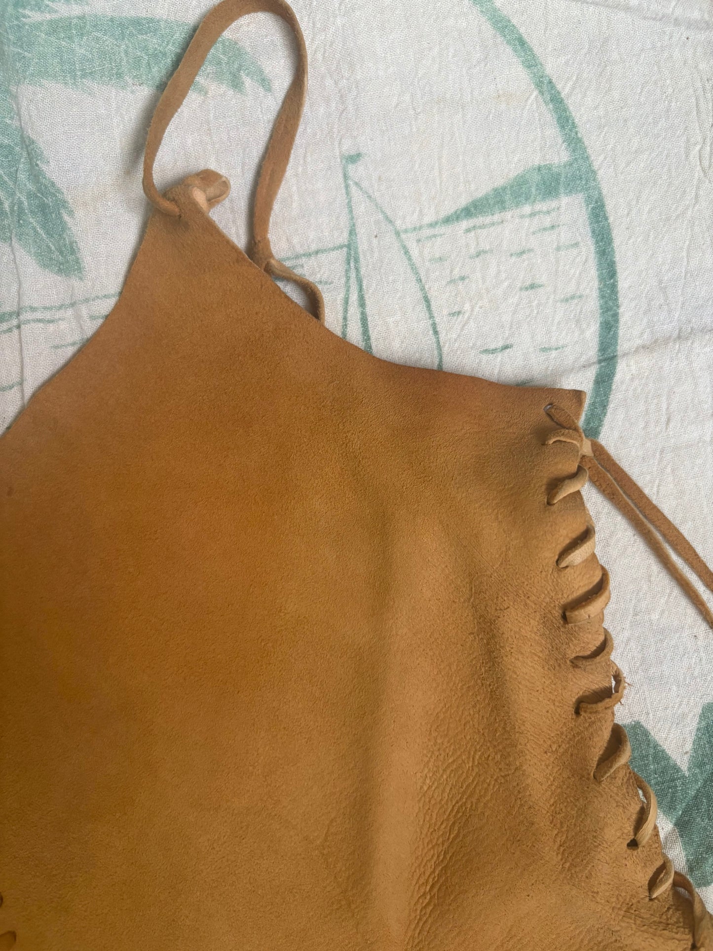 1970s Buck Skin Deer Leather Tank Top Small Medium