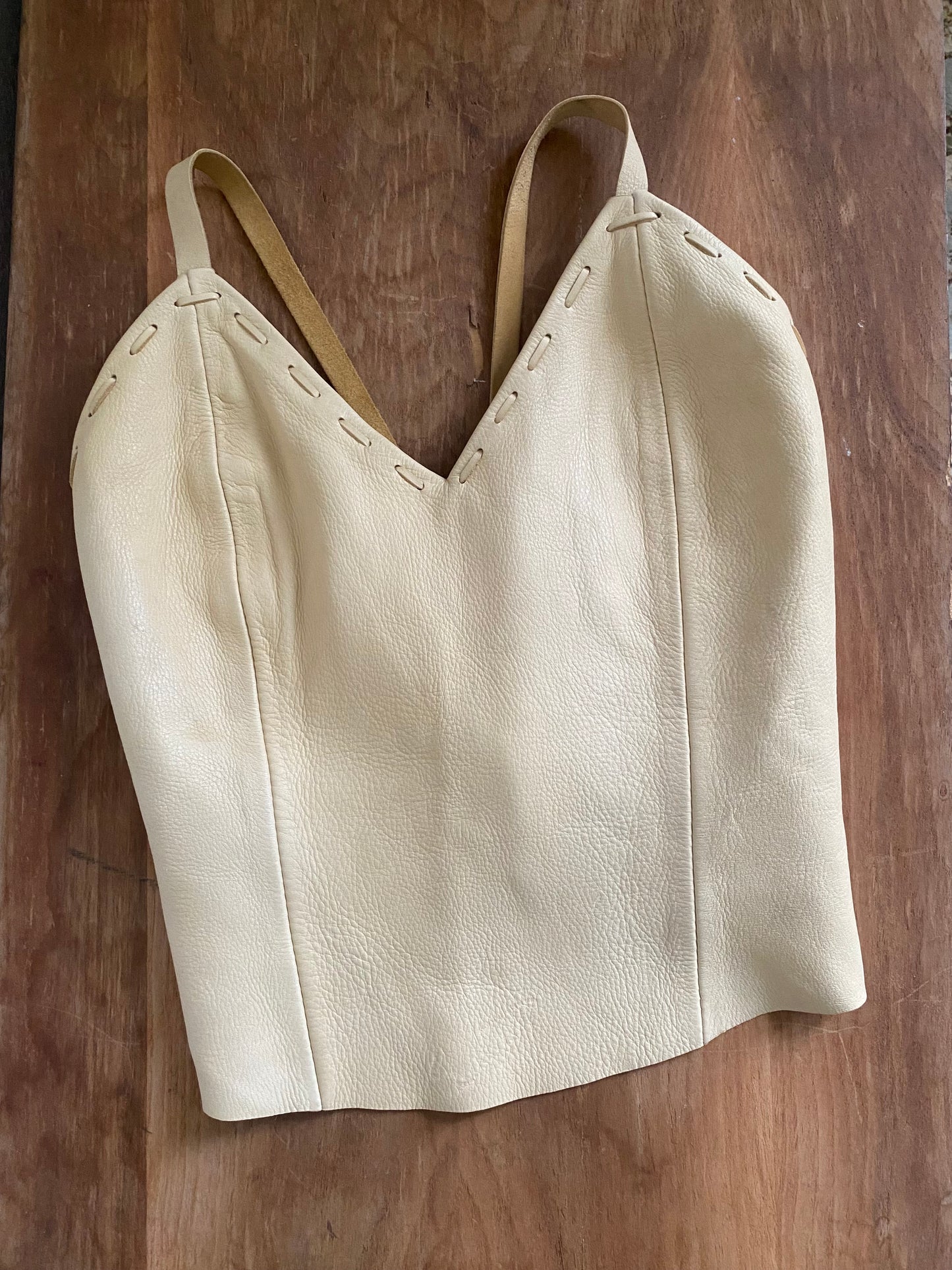 Vintage Buckskin cream open back top