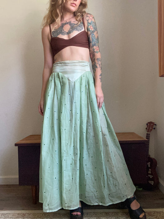 1940s Seafoam semi sheer Cotton and Rayon skirt