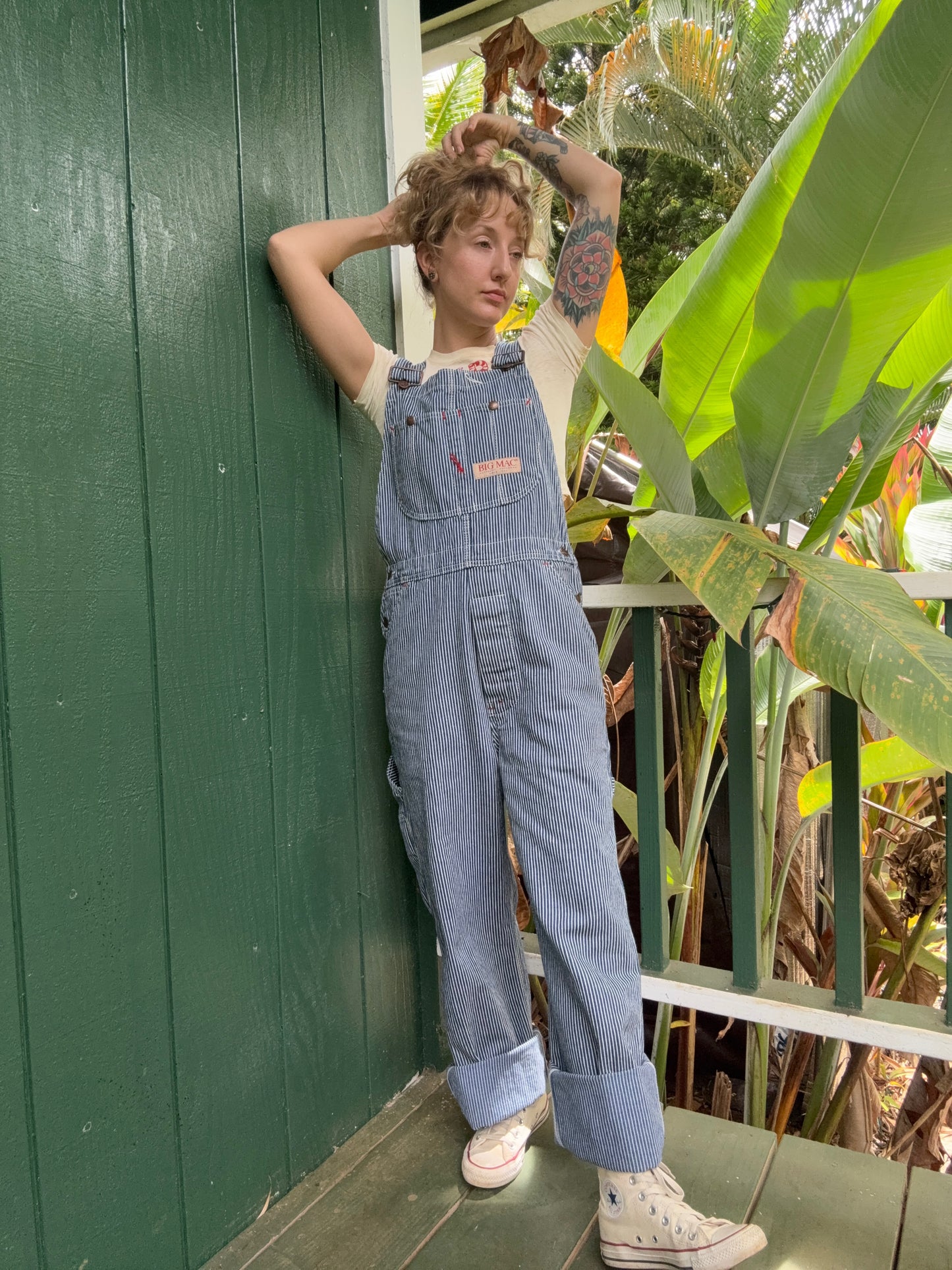 1990s Big Mac Hickory Stripe squarebak Overalls 34 x 32