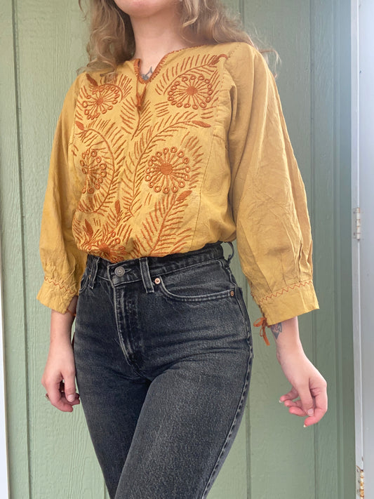 Hand sewn Peruvian embroidered blouse