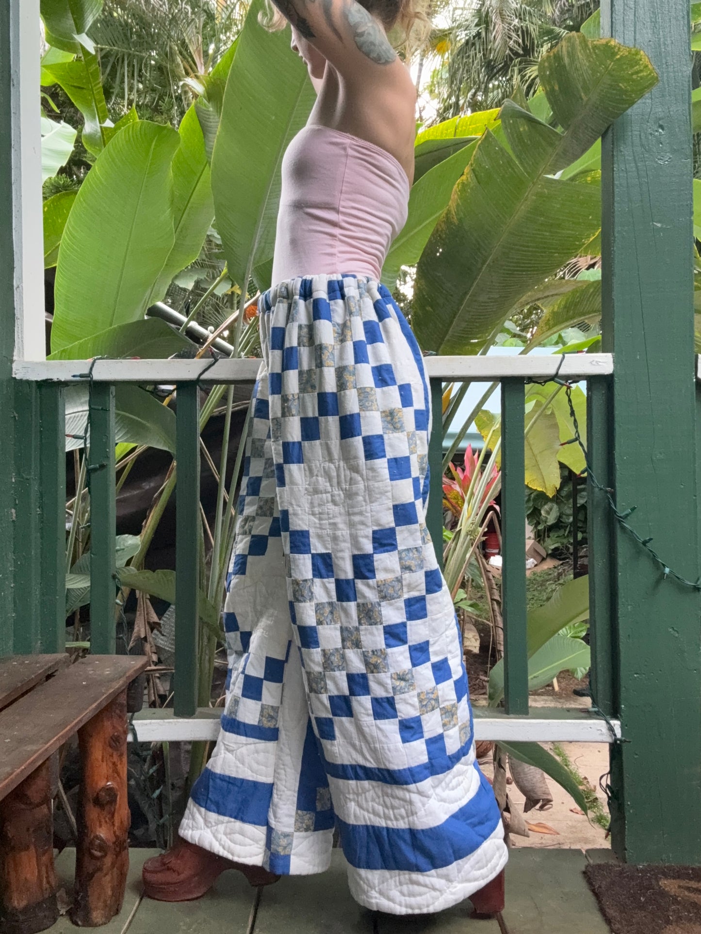 Vintage Upcycled Patchwork Quilt Wide Leg Pants
