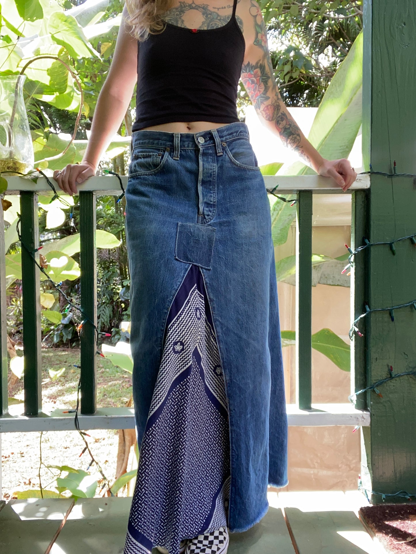 1950s Levis big E Reconstructed Selvedge Denim Skirt 29” waist